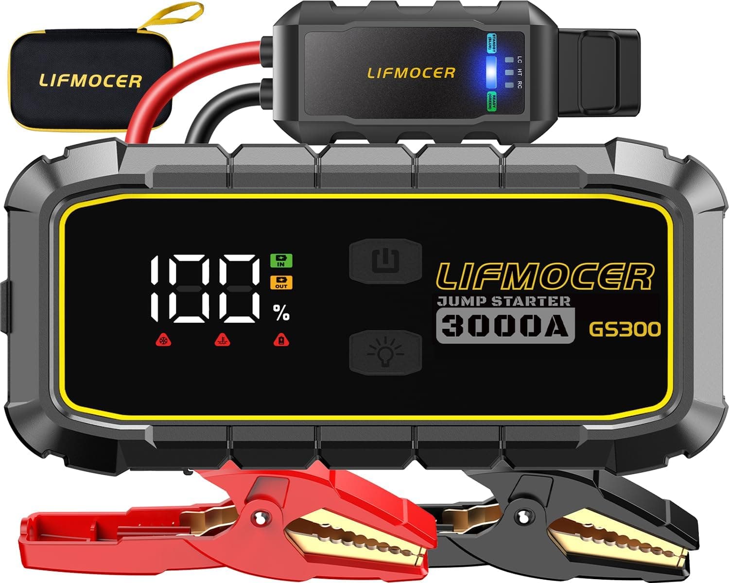 GS300 Car Jump Starter,3000A Portable Battery Jumper Starter for Up to 10.0L Gas & 8.0L Diesel Engines,59.2WH 12V Jump Box with Storage Case,USB Quick Charge,LCD Display,for Cars,Motorcycles,Trucks - image 1