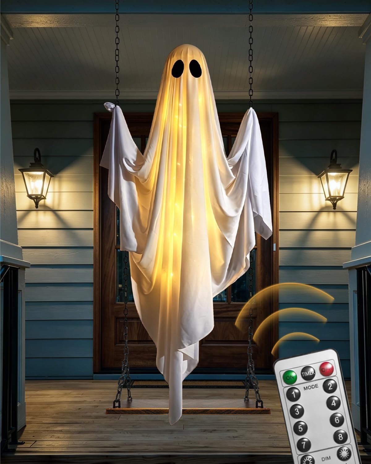 ODANXIA 5 FT Large Hanging Swing Ghost Halloween Decor for Outdoor Yard
