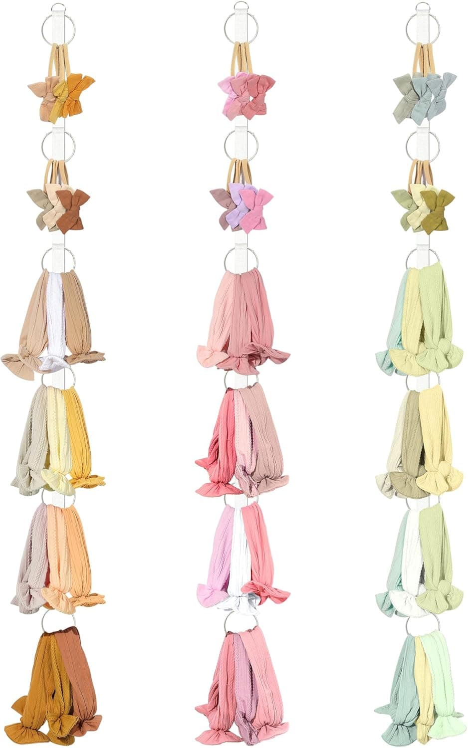 3PCS Baby Headband Holder Hairbands Organizer, Hanging Bow Organizer for Girls, Hair Accessories Organizer Display Wall for Newborn Infant Toddler Kids Nursery Room Decor