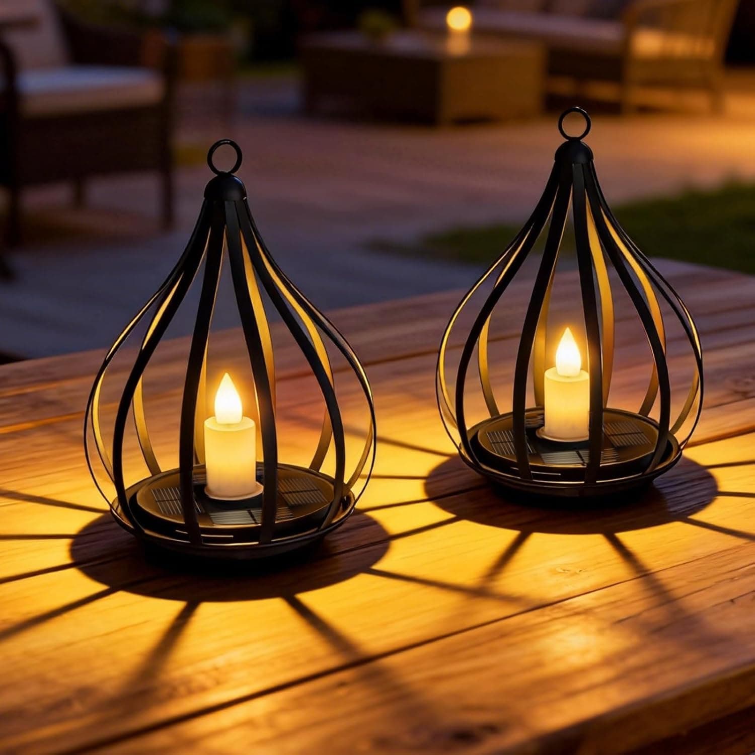 Solar Lanterns Outdoor Waterproof,Hanging Solar Lights Outdoor with Flickering Flameless Candle,Gifts for Women Mom Grandma,Outdoor Solar Lanterns for Garden Patio Backyard Pathway Decor, 2 Pack - image 1