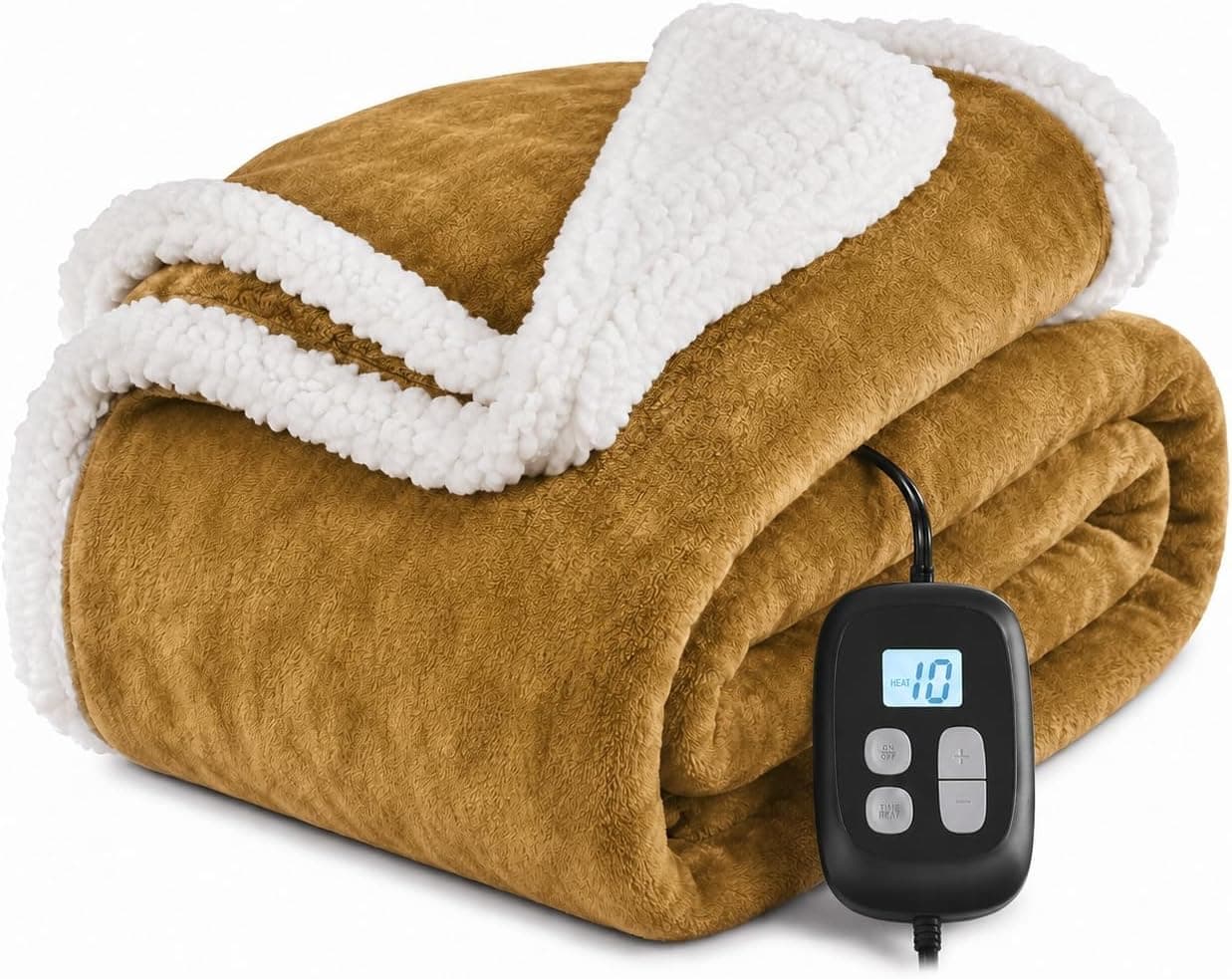 Electric Heated Blanket Full Size 72" x 84", Soft Flannel Heating Blanket for Bed, Sofa, Bedroom, 10 Heat Settings, 1-12H Auto Shut Off, Overheat Protection, Machine Washable, Light Camel