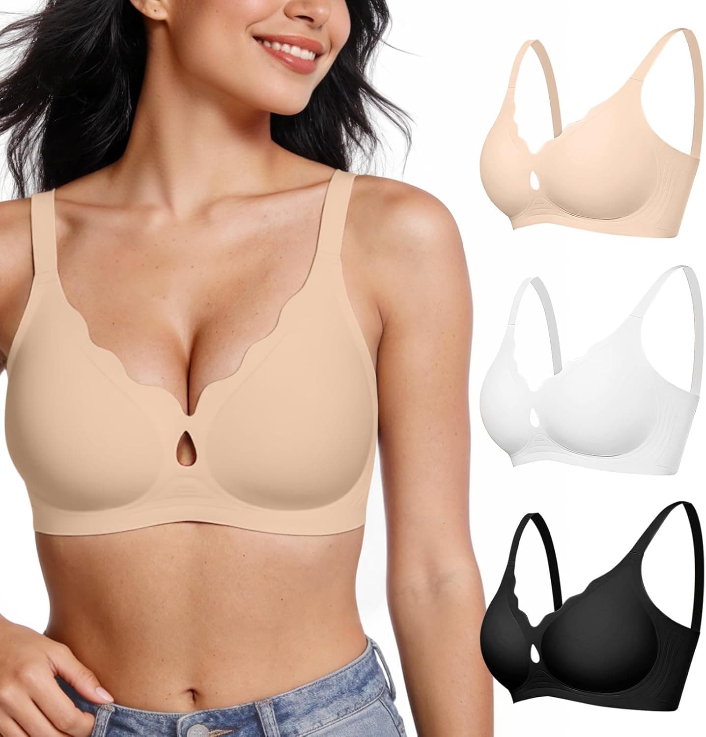 ProKloud Bras for Women No Underwire Wireless Jelly Bras Full Coverage Seamless Push Up Bralettes Support Tshirt Bra