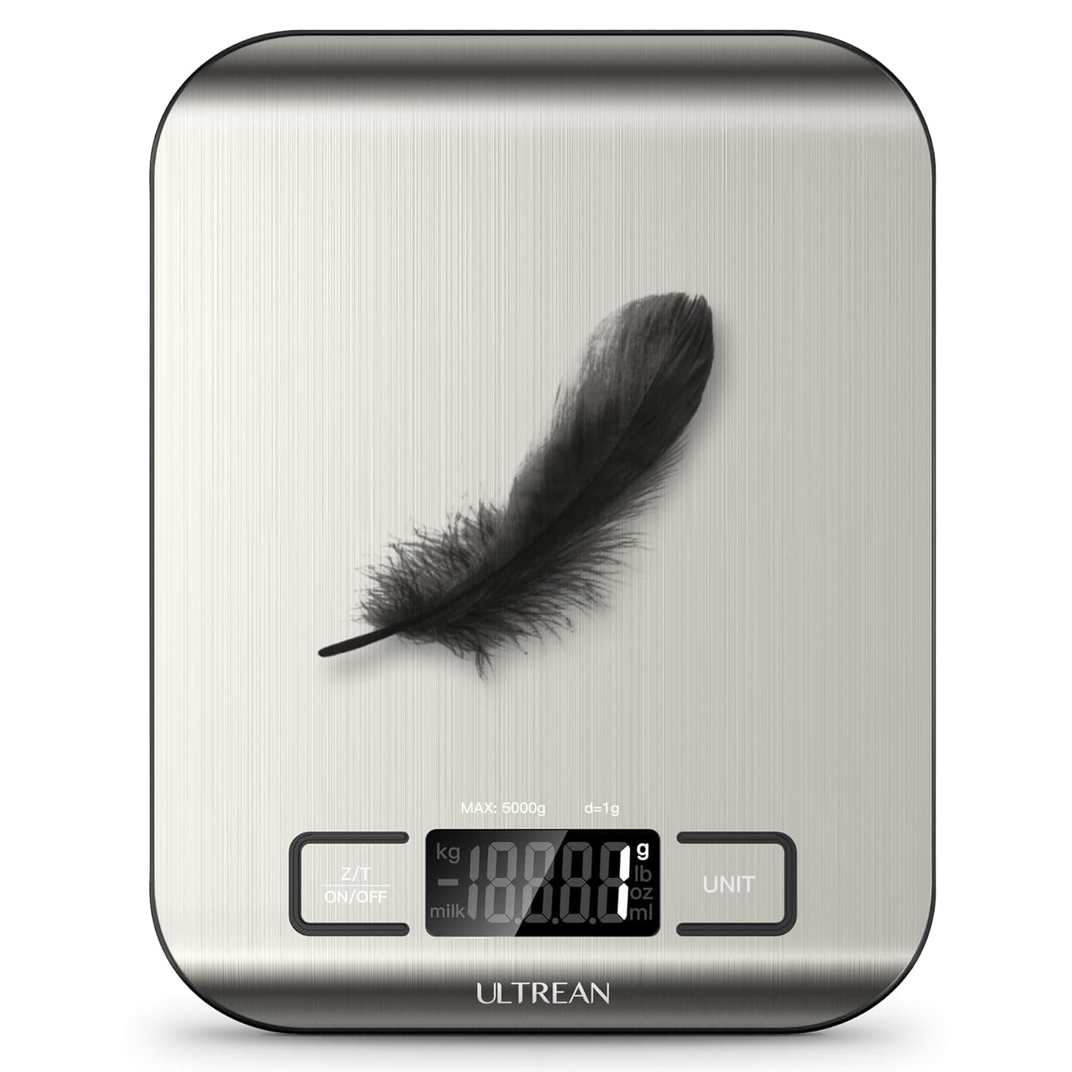 Ultrean 6-in-1 Digital Kitchen Scale with Tare Function - Stainless Steel for Baking & Meal Prep
