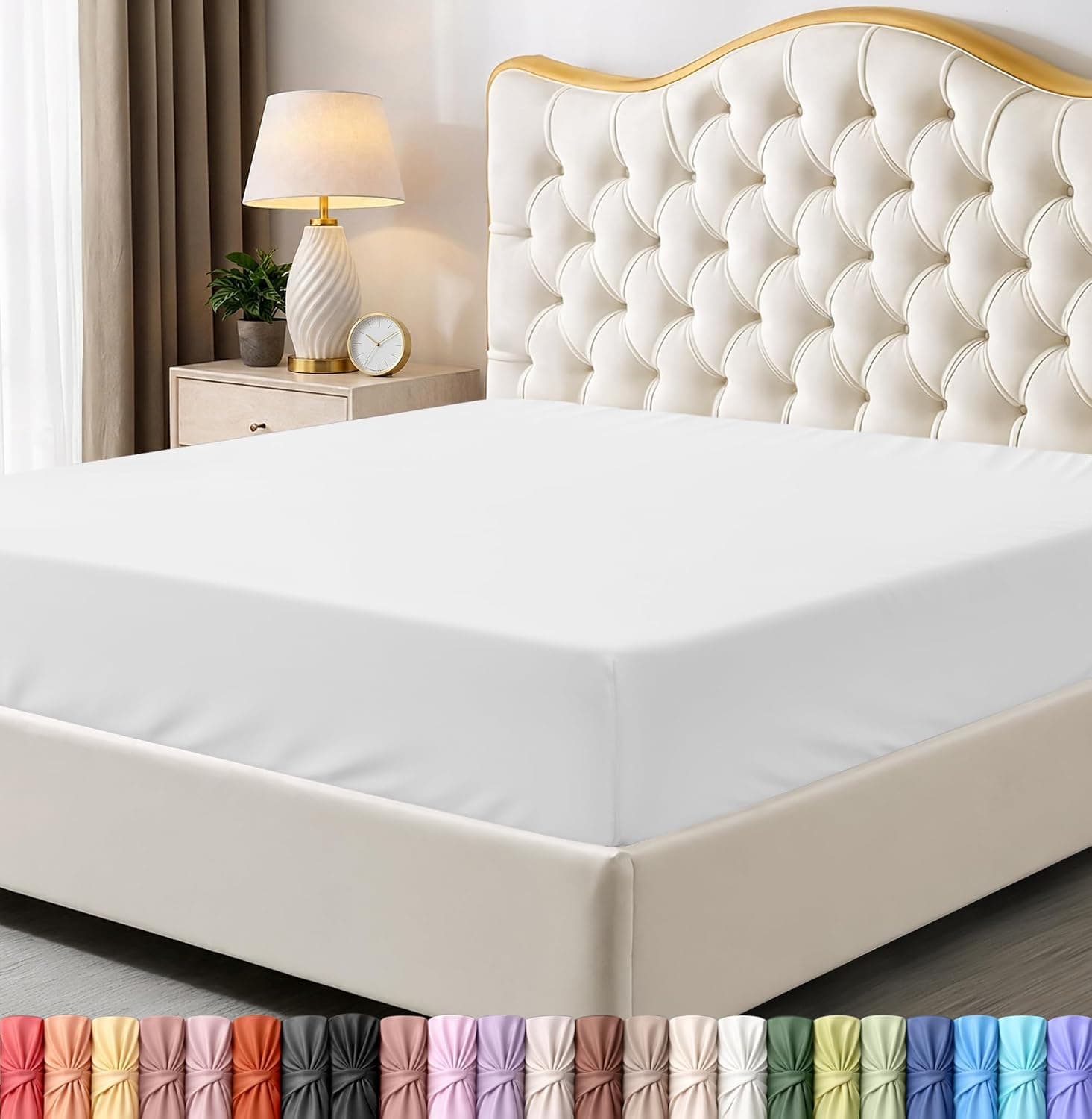 Twin Fitted Sheet, Ultra Soft Fits Up to 15 Inch Deep Pocket, White