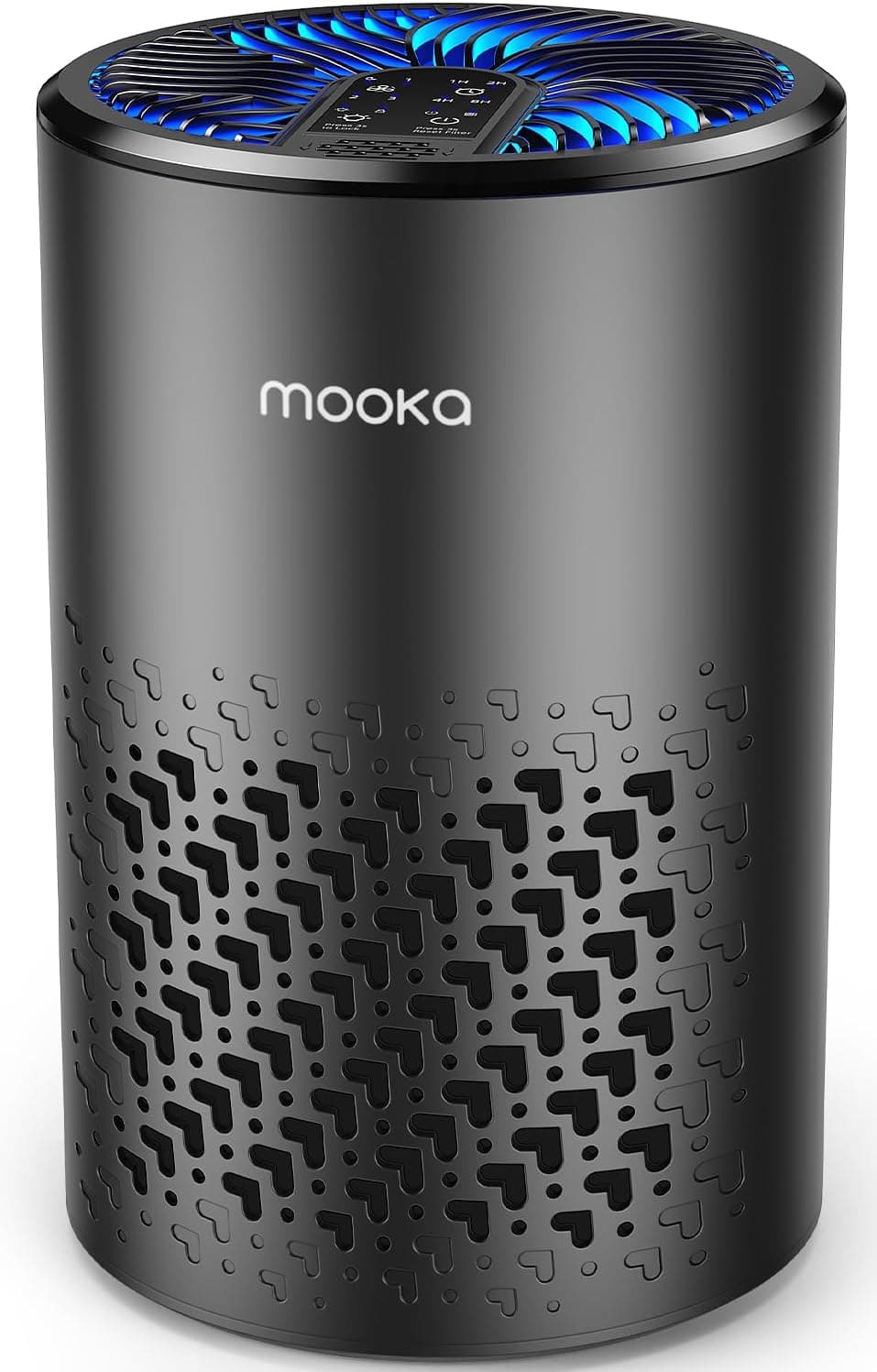 Air Purifiers for Bedroom Home, MOOKA HEPA Air Purifier for Home Pets with Fragrance Sponge for Smoke Dust Pollen Dander Odor, Small Air Purifier with Sleep Mode Night Light Timer, KJ067L, Black