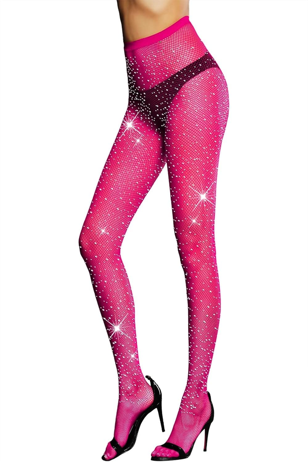 FANCAME Fishnet Stockings for Women Halloween Sparkly Tights Plus Size - image 1