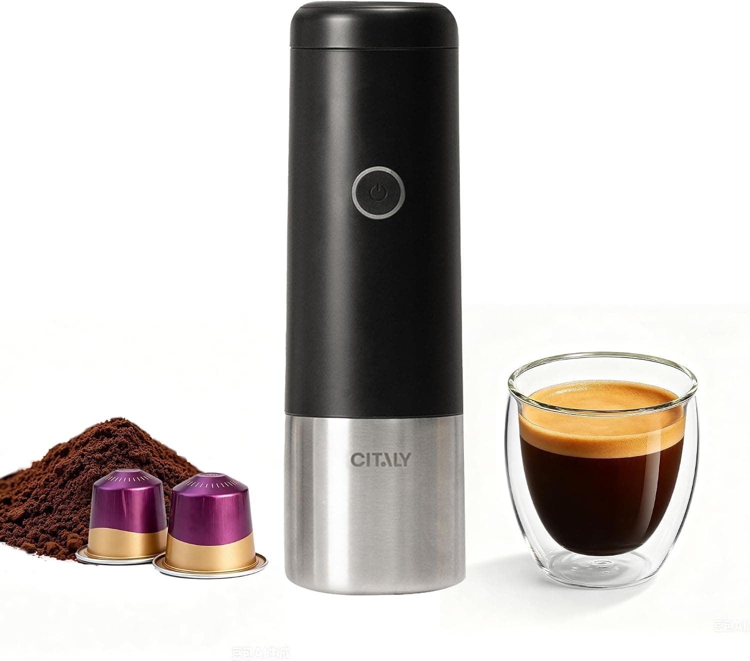 Portable Espresso Machine, Self-Heating Travel Coffee Maker with Double-Walled SUS316 Cup,20 Bar Patented Hydraulic System,PD 3.0 Fast Charge,Cold Brew Mode,for Ground Coffee&NS Capsules,Black