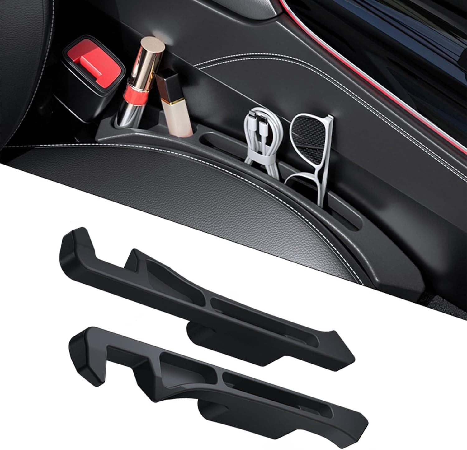 Car Seat Gap Filler Organizer 2 Pack Seat Gap Filler 2 in 1 Universal Between Car Seat Gap Plug with Storage Slot Drop Proof Guard for Fits Cars Phones Keys & Cards