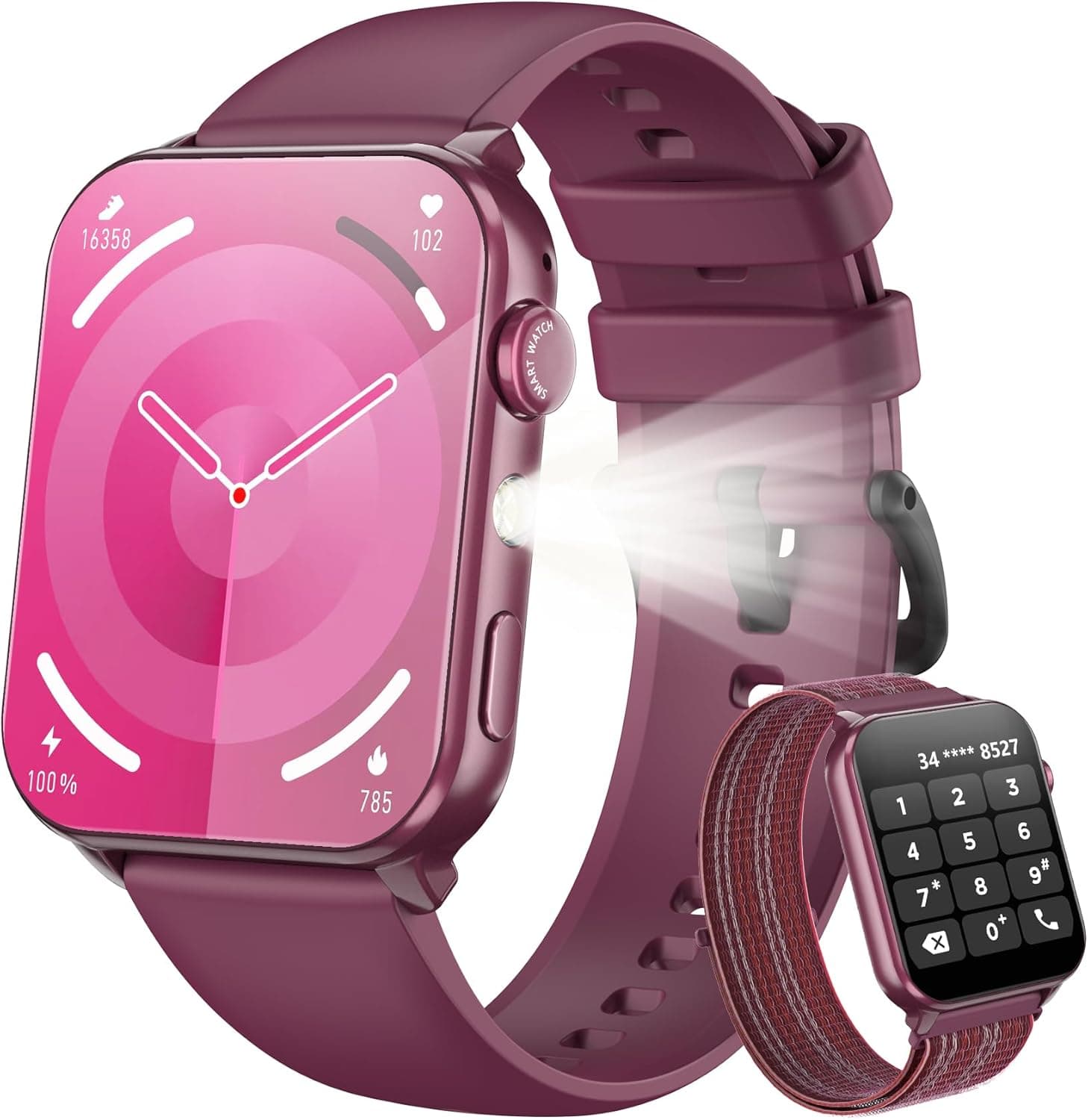 Blackview Smart Watch for Women,1.91" HD Touchscreen Fitness Watch with Flashlight, Bluetooth Notifications/Make Calls, Heart Rate/Sleep Monitor/2 Straps, Fitness Watch for Android/iPhone - image 1