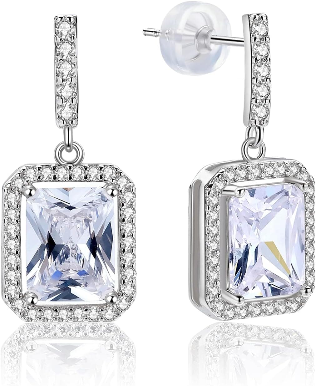 Moissanite Dangle Earrings for Women, 2.0 CT 14k White Gold Plated Sterling Silver Earrings Ideal Gift for Hypoallergenic Jewelry Perfect for Valentine's Day/Mother's Day/Christmas/Birthday Gifts