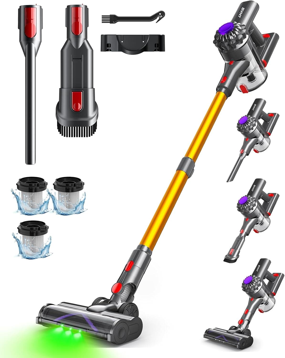 Cordless Vacuum Cleaner, 500W 45KPA Stick Vacuum Cleaners for Home, 45 Mins Lightweight Vac, Anti-Tangle, Rechargeable Battery for Home, Carpets,Pet Hair,Hardwood Floors,Car, Sofa, Stairs