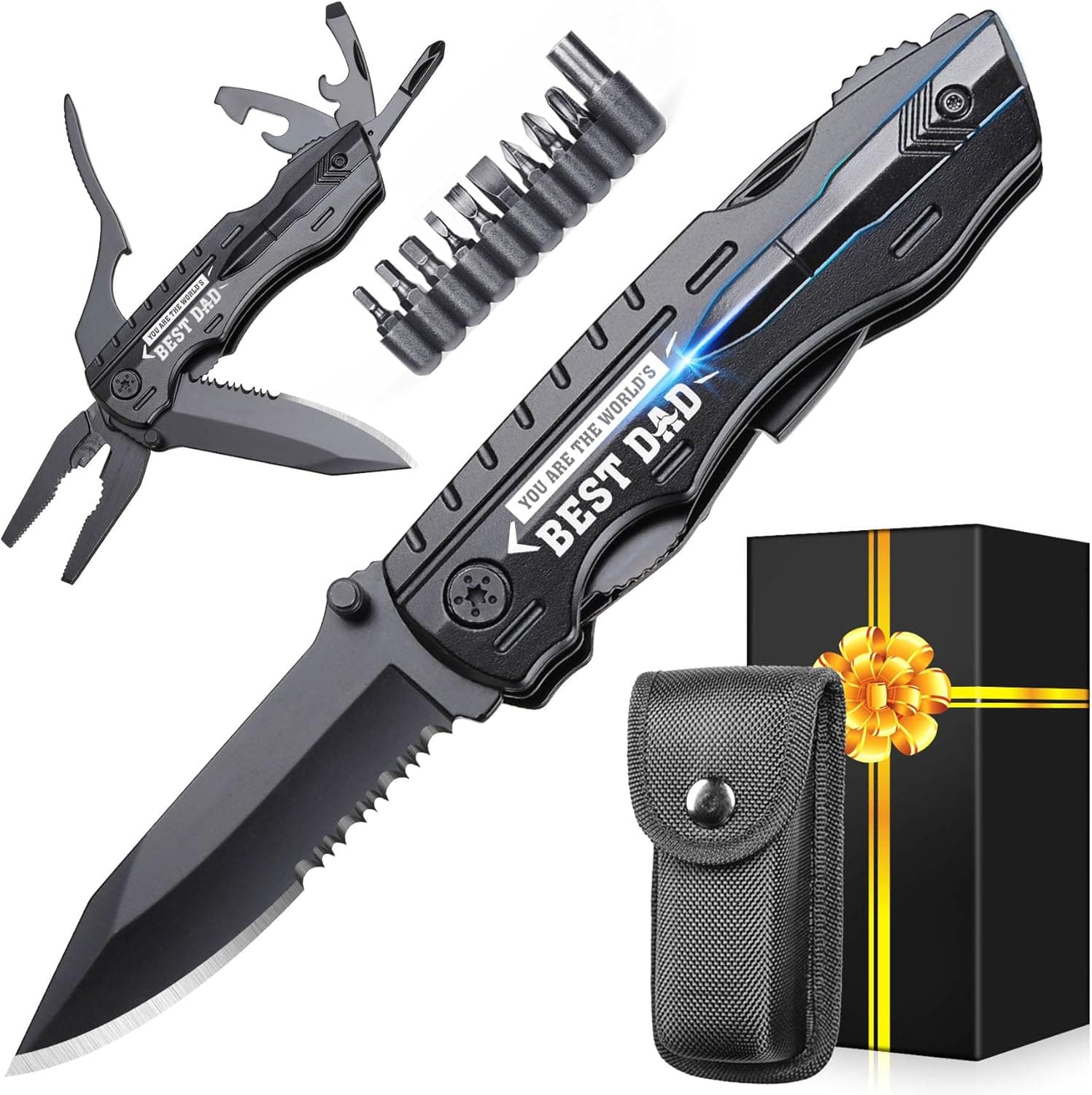 Fathers Day Dad Gifts from Daughter Wife Son - Gift for Dad, YOU ARE THE WORLD’S BEST DAD Multitool Knife - Dads Birthday Gift, Fathers Day Dad's Gift for Husband, Men - Christmas Dads Presents
