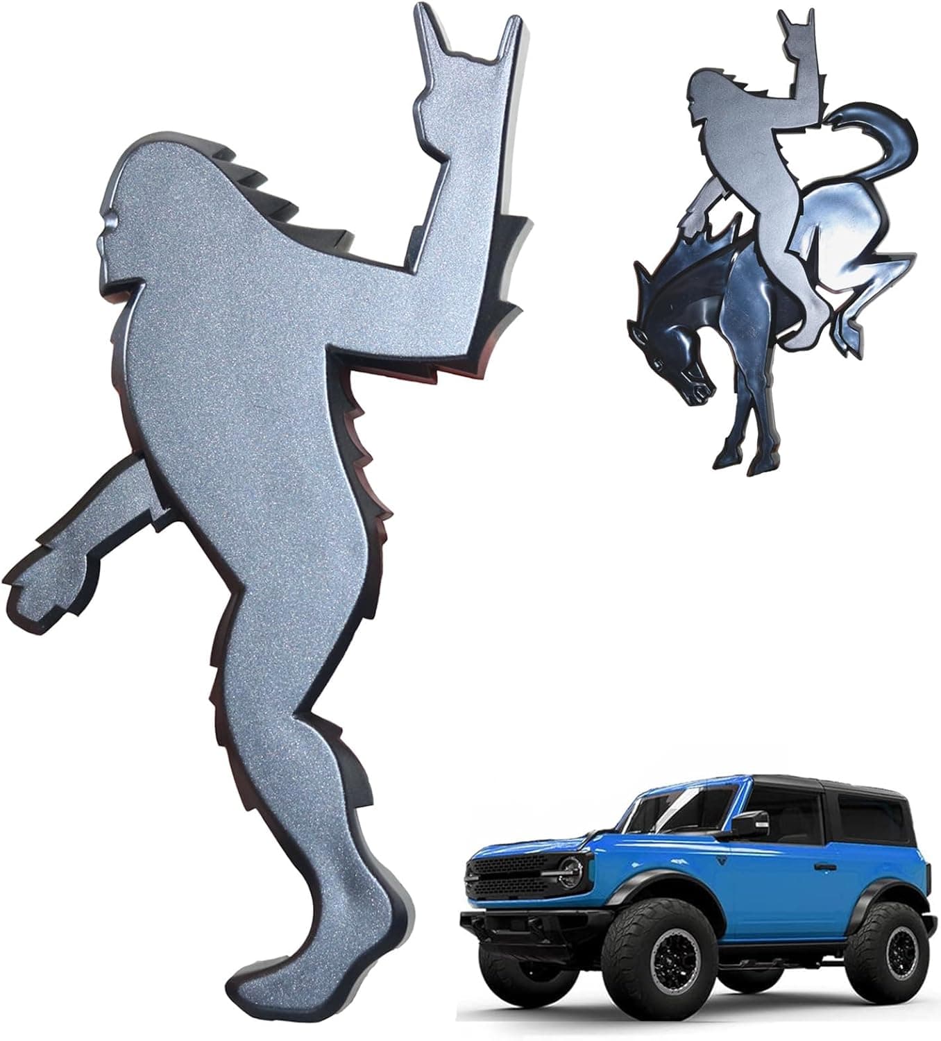 Add-A-Sasquatch Emblem for Bronco, 3x4 Inch, Off-Road Decal with 3M Adhesive, Custom Vehicle Accessory (Black Metallic2)