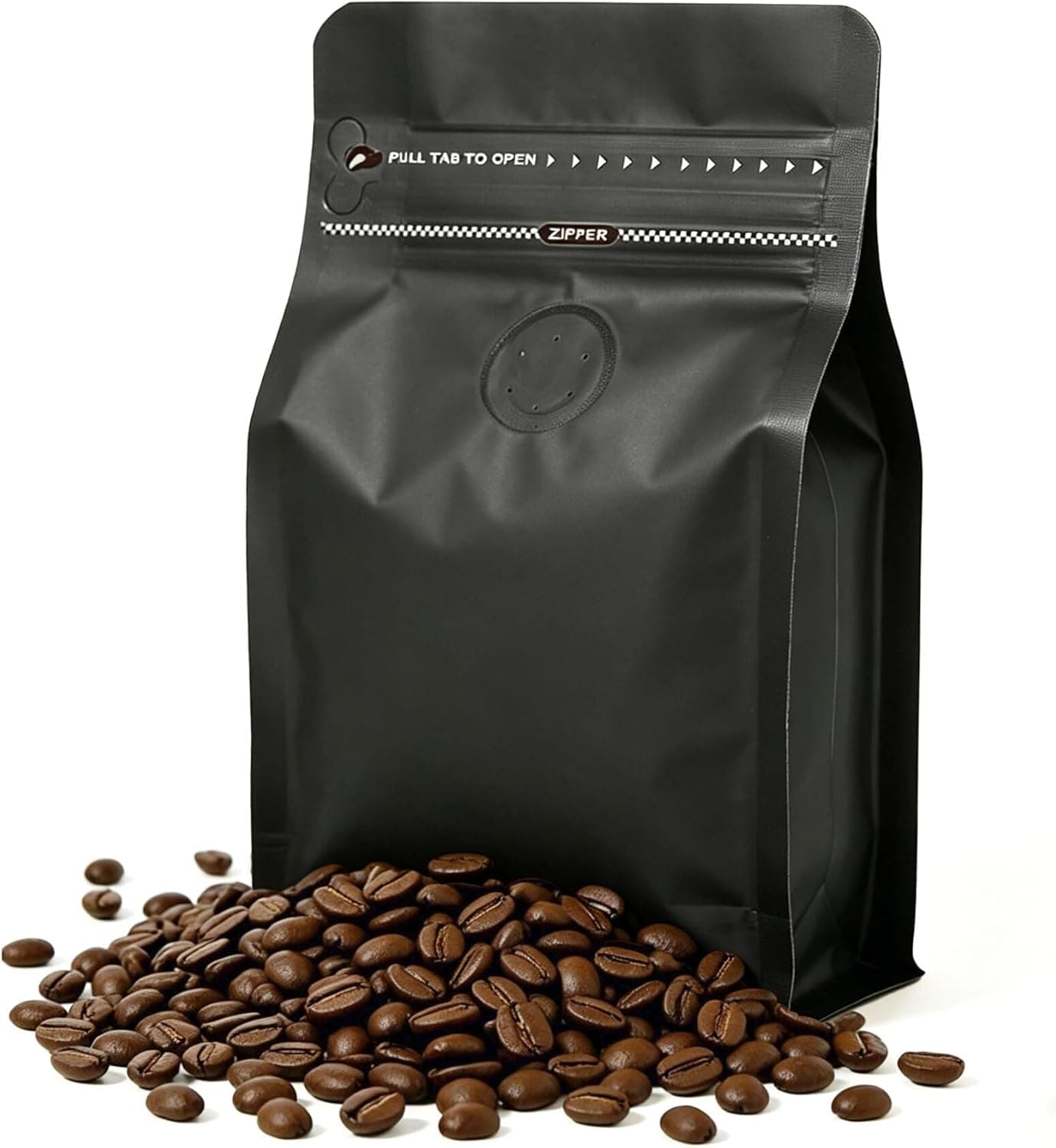 50pcs Coffee Bags with Valve - Resealable Stand Up Food Storage Pouches for Home & Business Aluminumed Foil Heat Sealed for Ground Coffee/Whole Beans Black 8oz - image 1