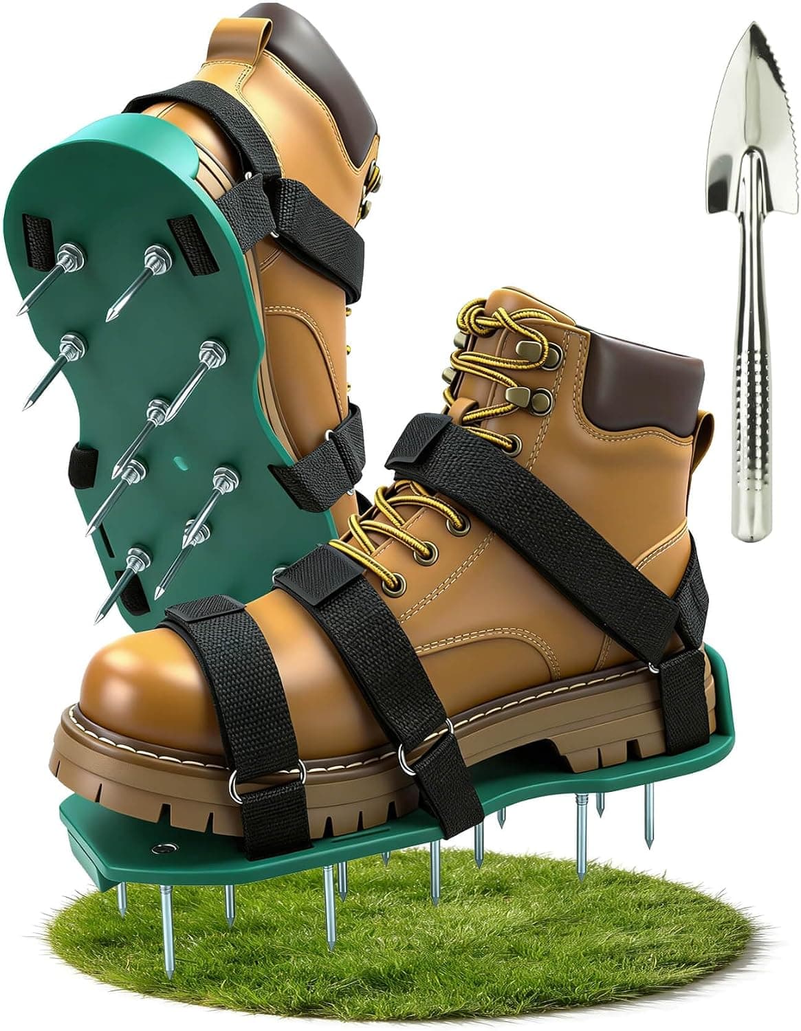 Lawn Aerator Shoes, Soil Aerator Grass Tool with Dual Hook & Loop Straps