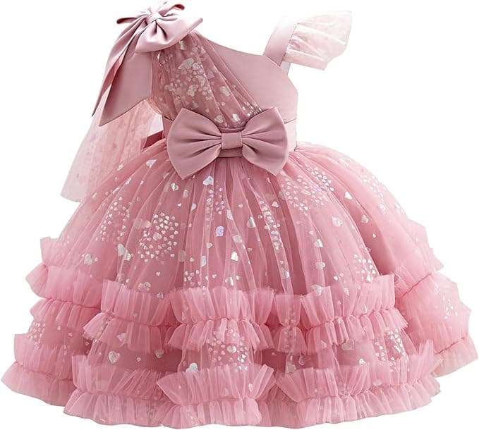 EULIMENE Girls Sparkly Heart Tulle Dress – Princess Birthday & Party Dress - image 1