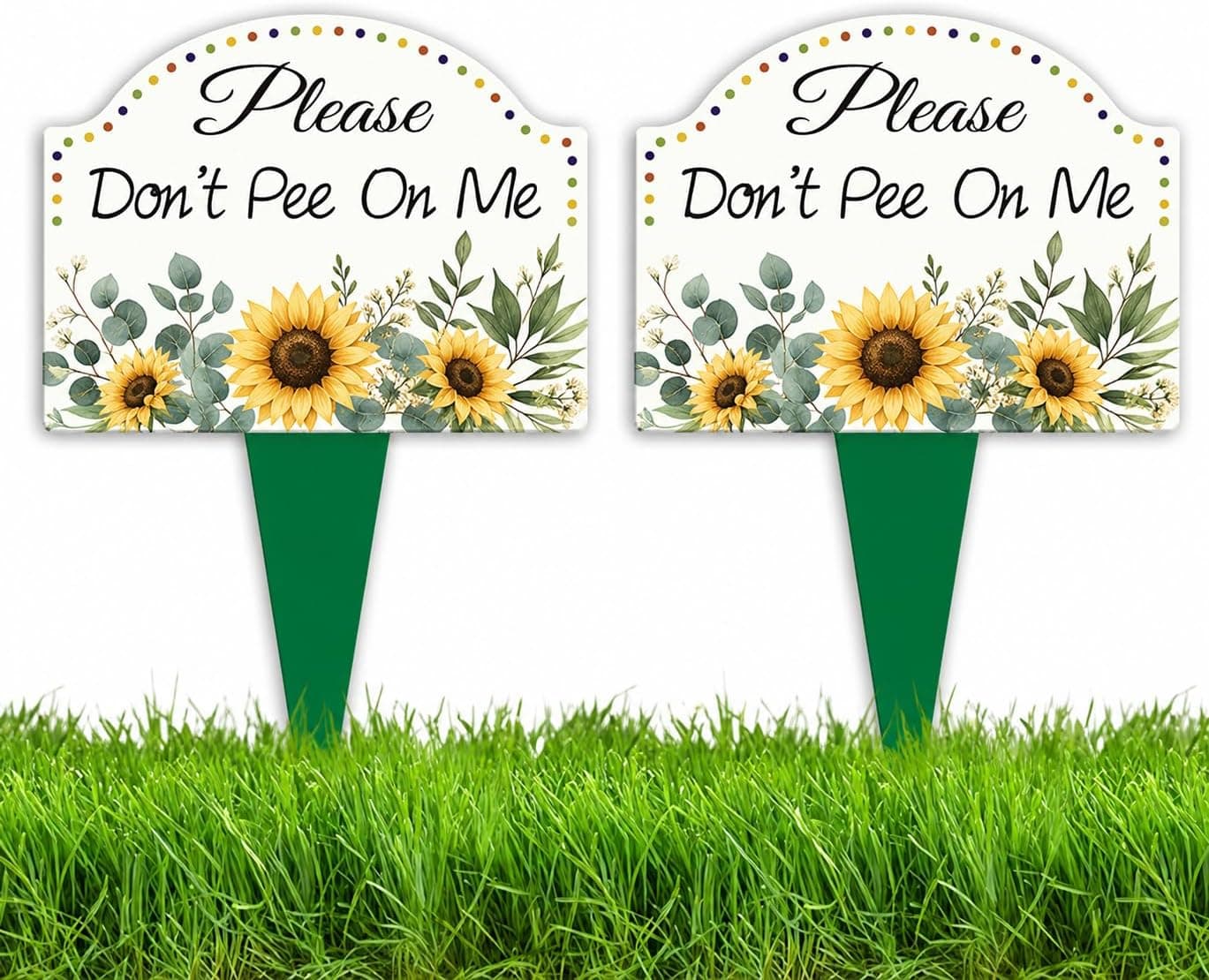 2 Pcs Sunflower No Dog Peeing Sign for Yard, 9.8x13.8" Inch Please Don't Pee on Me Yard Sign with Stakes, Aesthetic Corrugated No Dog Urine Signage, Decorative Curb Your Dog Signs for Lawn
