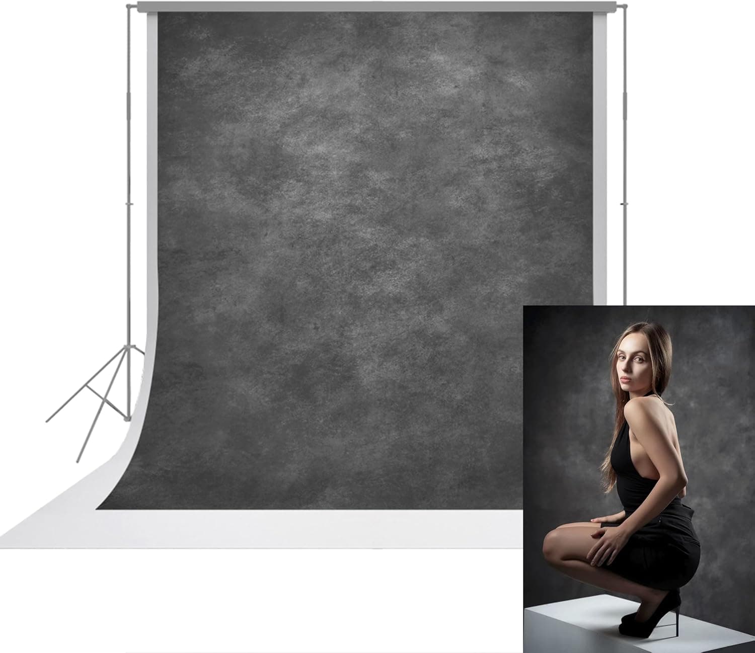 UrcTepics 5×7 ft Abstract Grey Vintage Photography Backdrops, Classic Abstract Texture Backdrop for Headshots and Portraits, Retro Photo Background for Studio and Events. - image 1