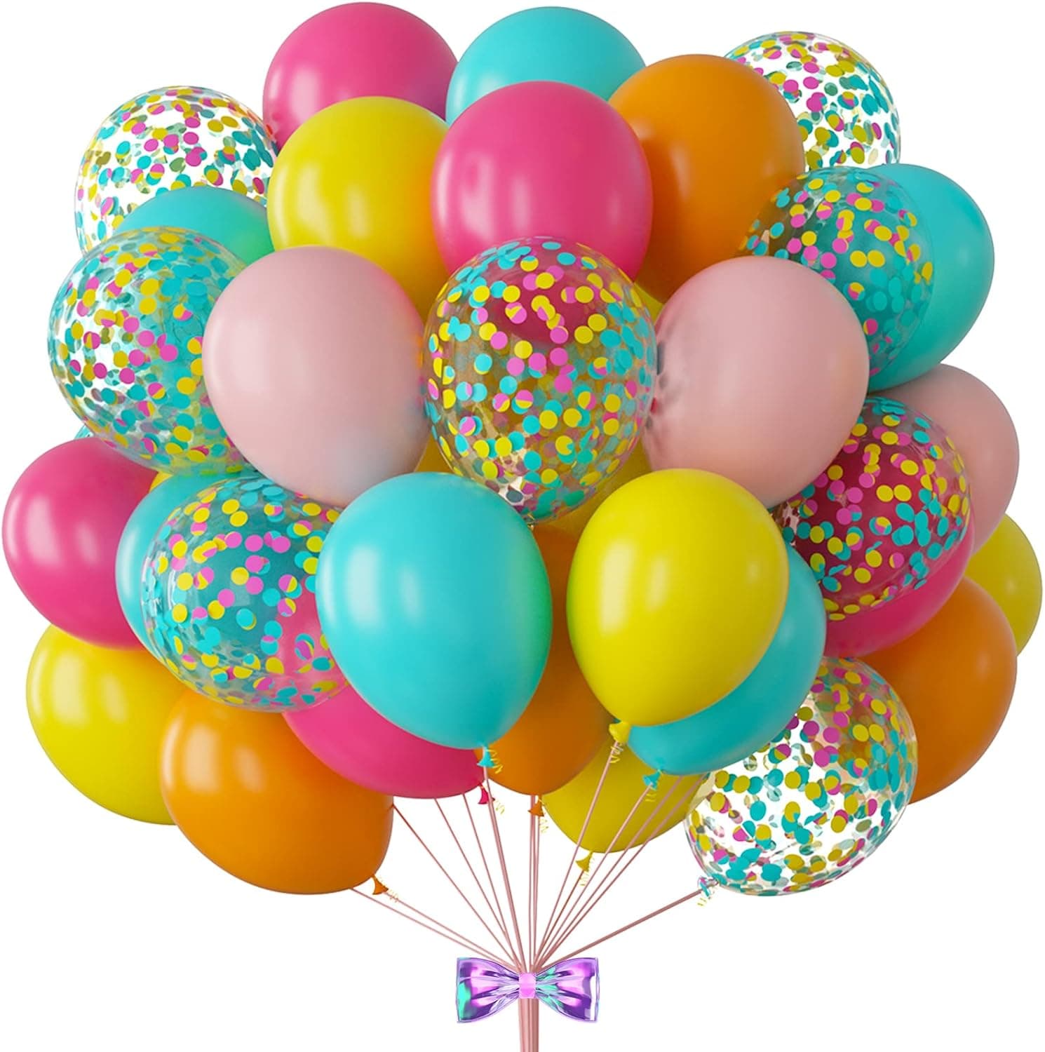 Tropical Balloons 88Pcs Arch Kit - 12 Inch Luau Party Balloons in Hot Pink, Orange, Yellow, Green & Teal for Hawaii Summer, Beach & Pool Decorations