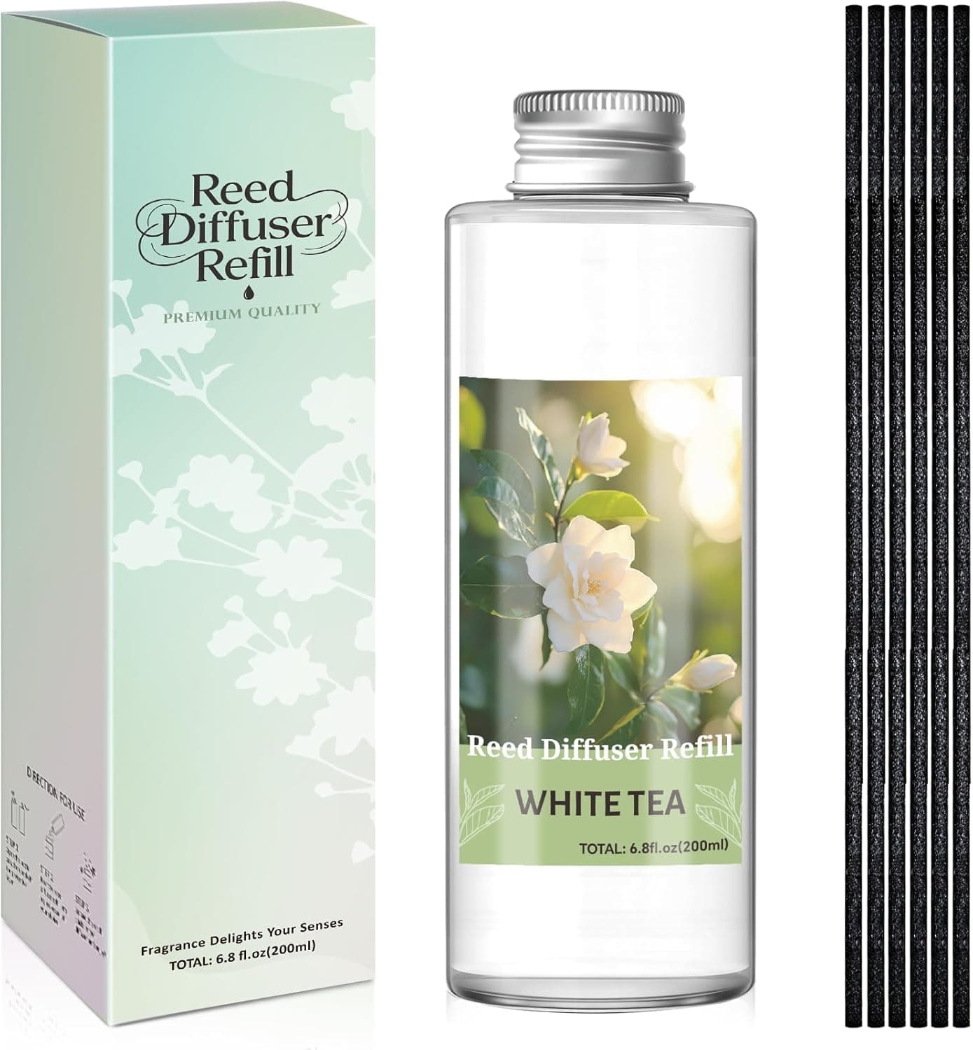 SCENTORINI Reed Diffuser Oil Refill, White Tea Essential Oil 6.76 Fl Oz, Natural Long Lasting Aromatherapy Fragrance Oil for Home Bedroom Bathroom Office Spa Air Freshener Home Decor - image 1