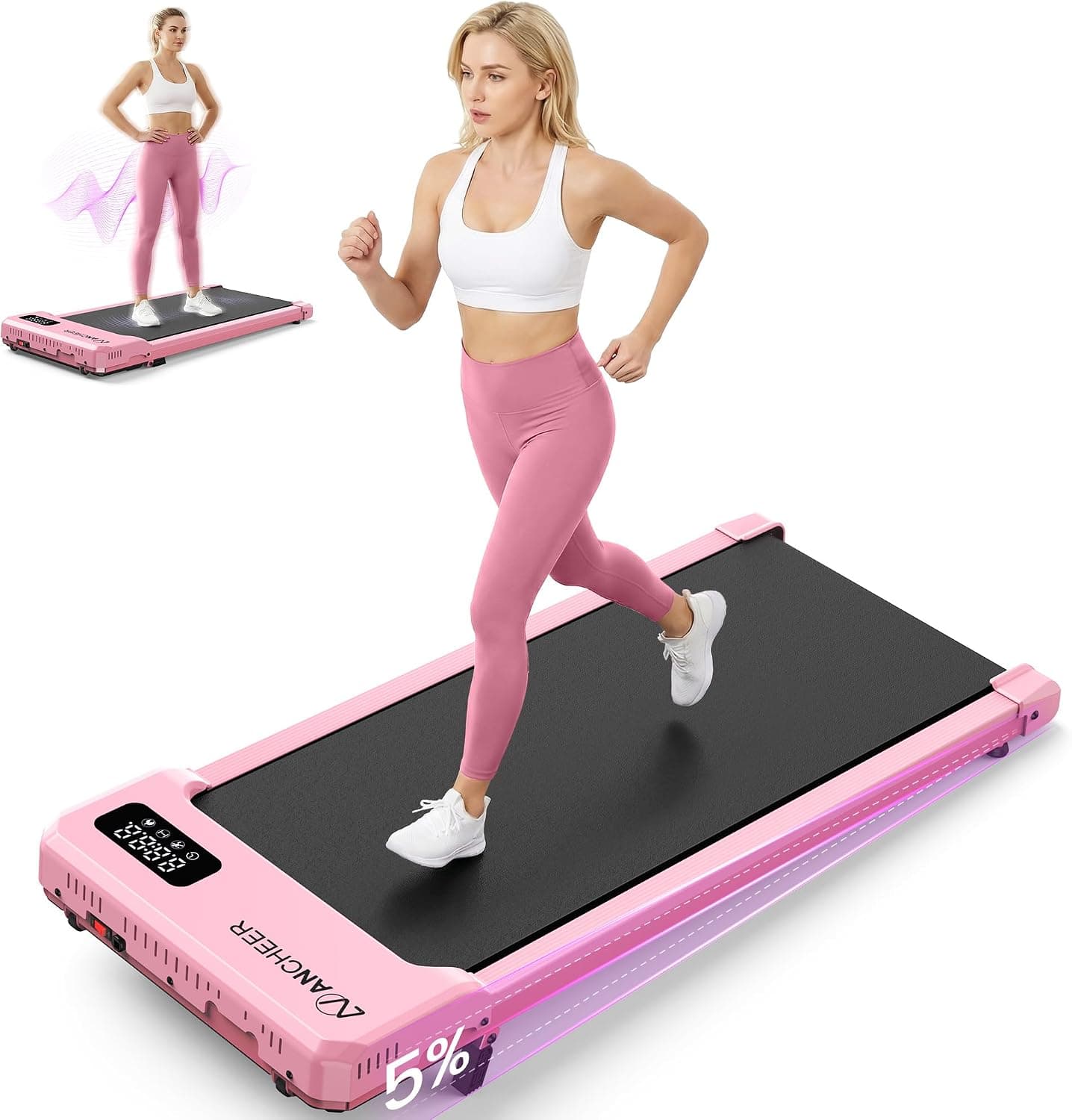 ANCHEER Walking Pad Treadmill with Incline - Under Desk Treadmill with Vibration Massage Plate, 2.5HP Compact Portable Treadmills for Home Small Spaces, Office, Remote Control & LED Display