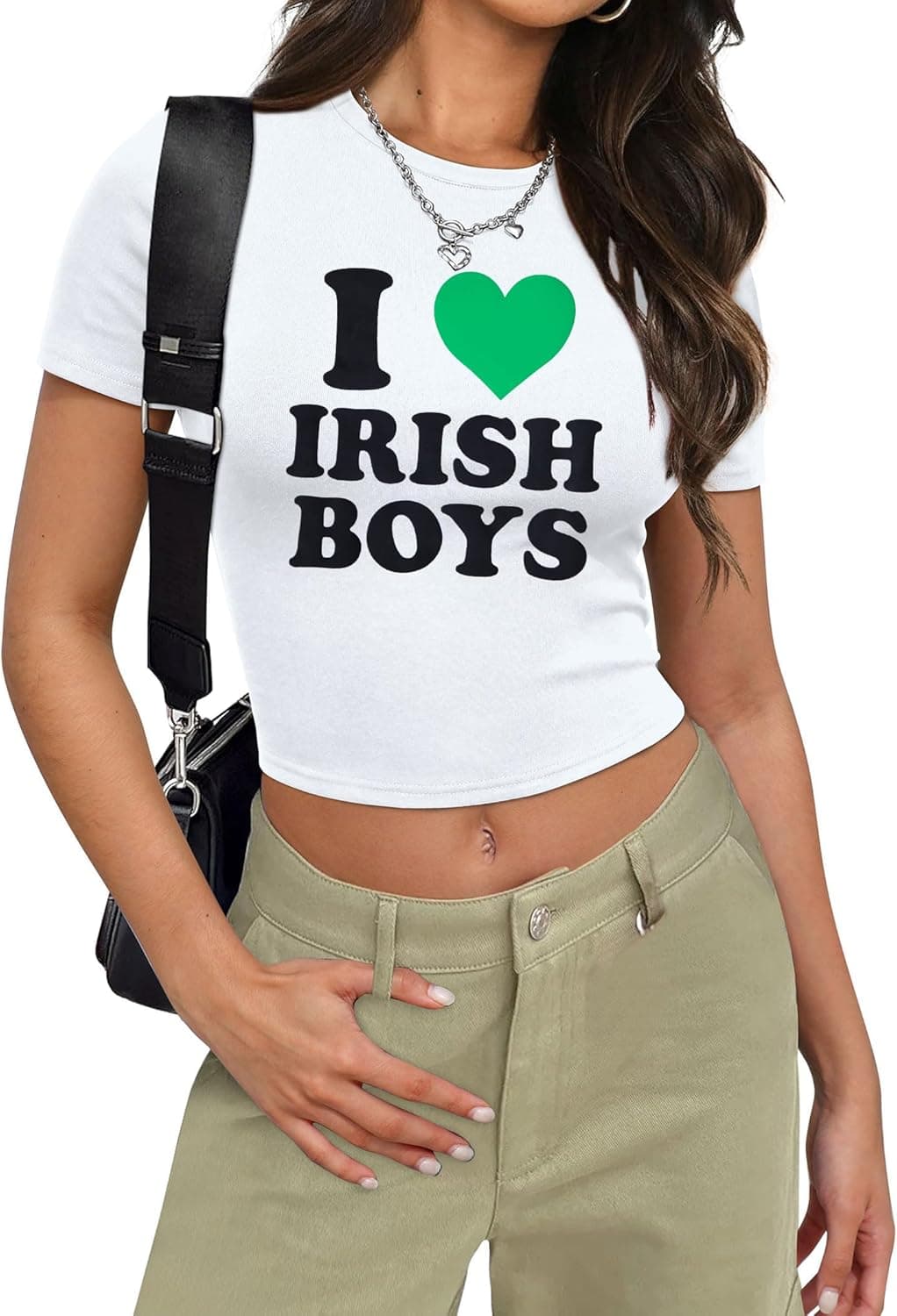St Patricks Day Crop Top Woman Irish Lucky Shirt St Paddy Tee Irish Gift Crewneck Short Sleeve Tops