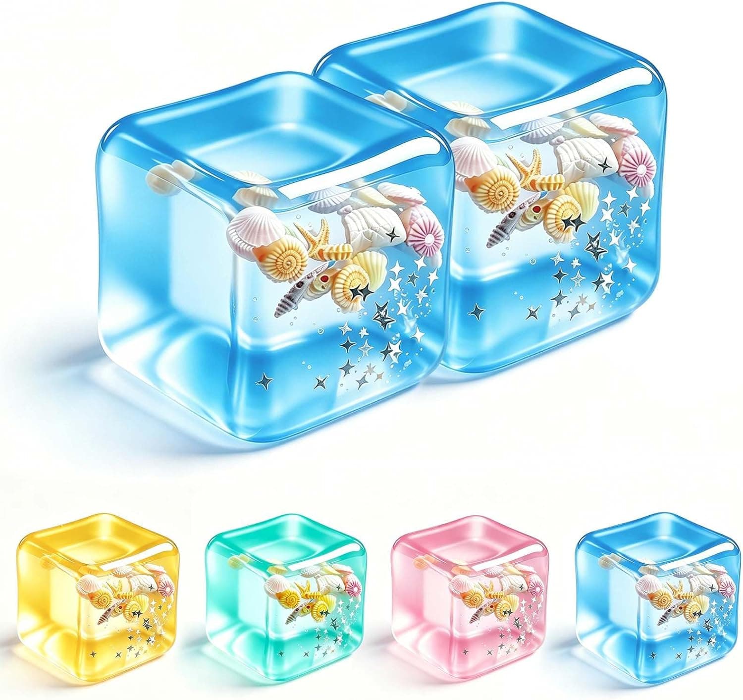 Stress Cube Squishy Fidget Toy - 2 Pack Maltose Sticky Squeeze Toy, Crystal Clear Squishy Stress Reliever for Teens & Adults Men, Sensory Calming Toy for Anxiety ADHD, Party Favors Goodie Bag Fillers
