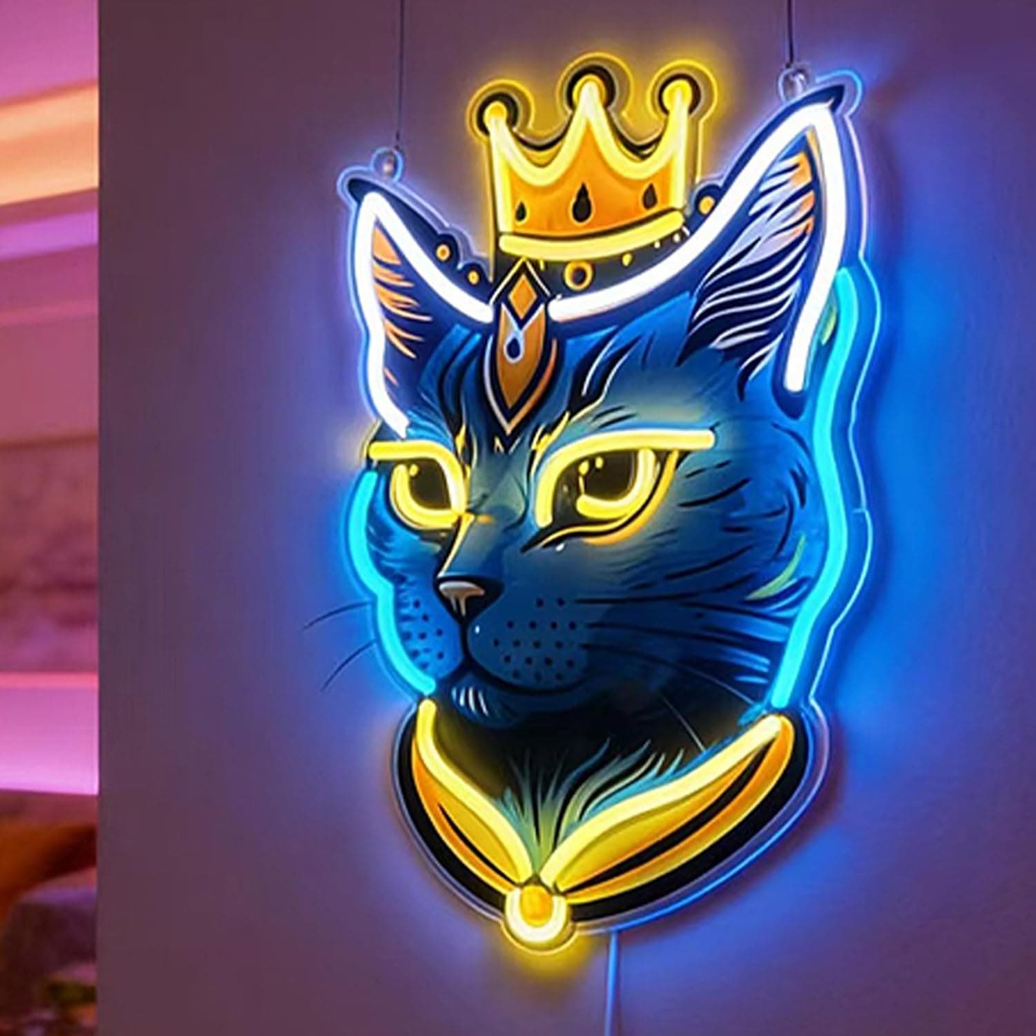 Bastet Cat Neon Sign - LED Signs for Wall | Room Decor for Women & Man Cave, Cat Gifts for Women, USB-Powered, Dimmable 9-Level Brightness, Bedroom Living Room