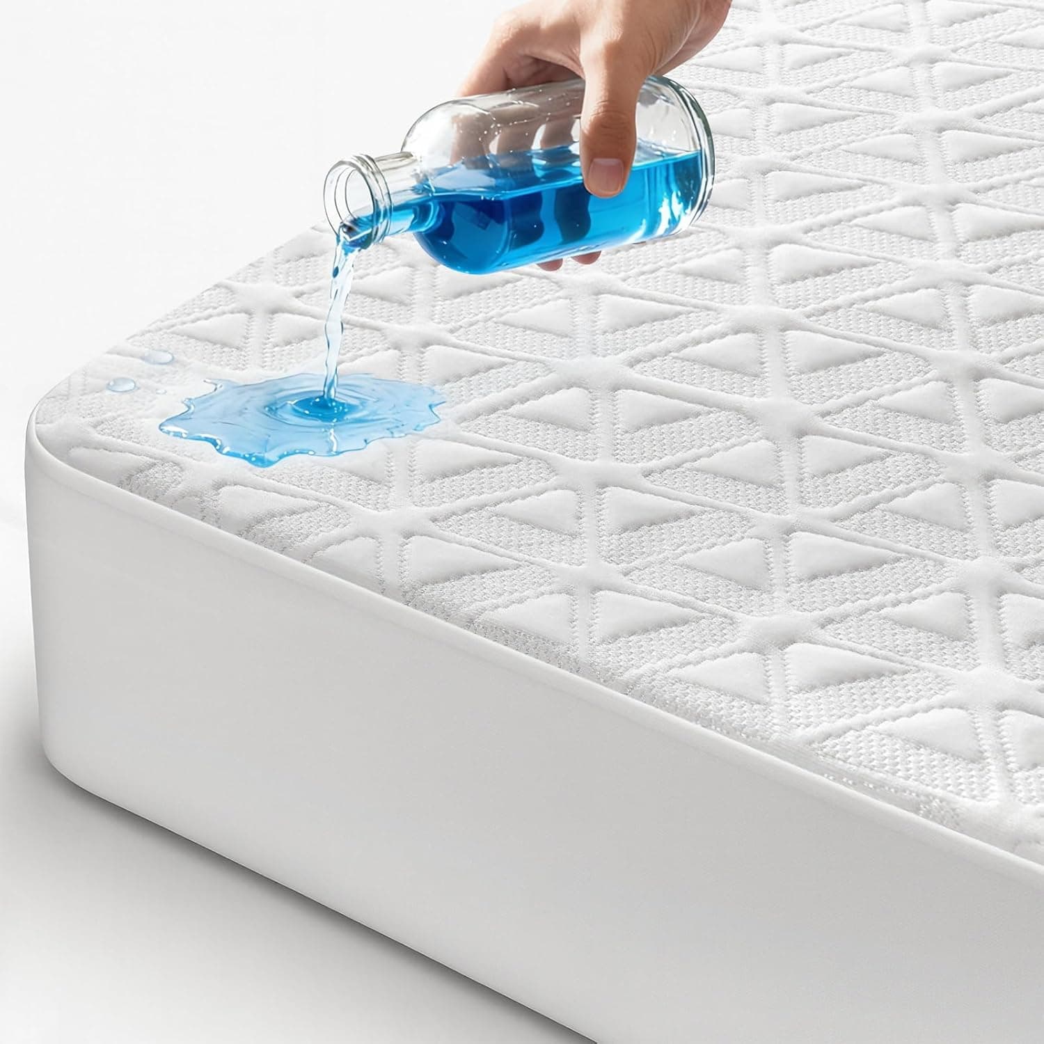 Waterproof Mattress Protector Queen Size, Soft Breathable Mattress Pad with Deep Pocket 8"-21", Noiseless 3D Air Fabric Cooling Mattress Cover for Bed, Machine Washable, White - image 1