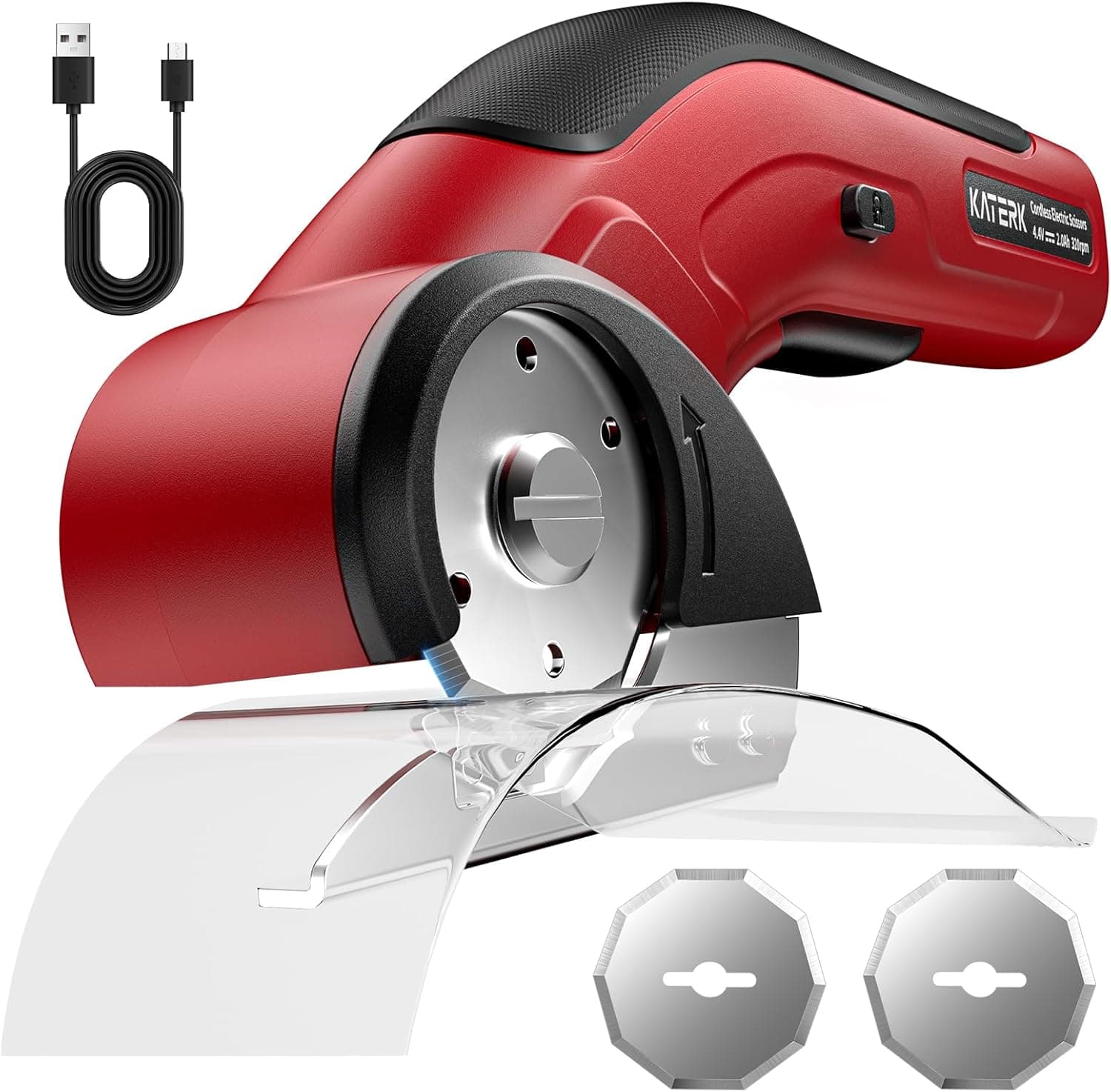 Katerk 4.4V Cordless Electric Scissors, Cardboard Cutter Electric with 2pcs Blade, USB-Rechargeable Powerful Fabric Cutter, Power Shears, Electric Scissors for Cardboard, Leather, Carpet, Plastic,Felt - image 1