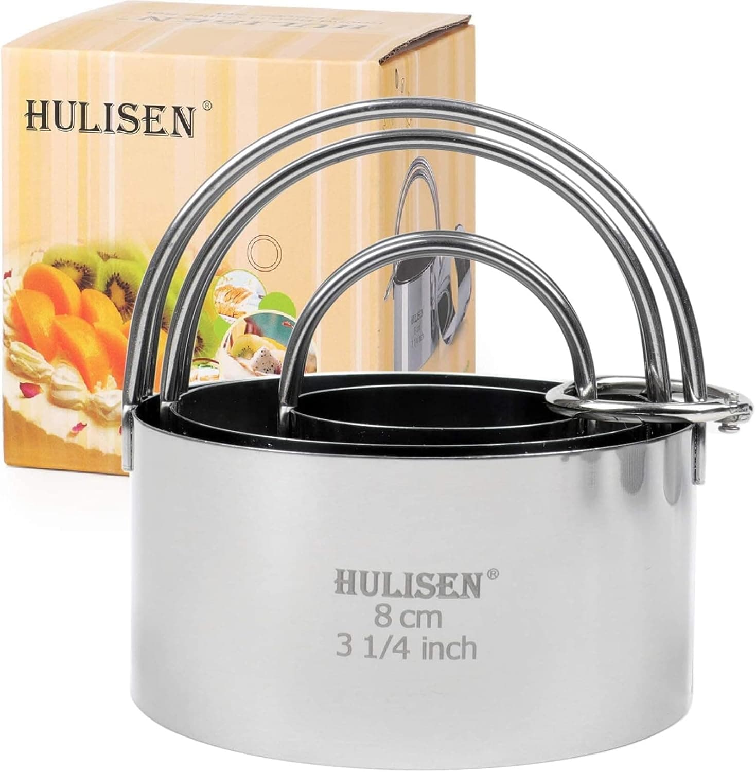 HULISEN Biscuit Cutter Set (3 Pieces) - Stainless Steel Round Cookies Cutter with Handle | Professional Baking Dough Tools & Gift Package - image 1