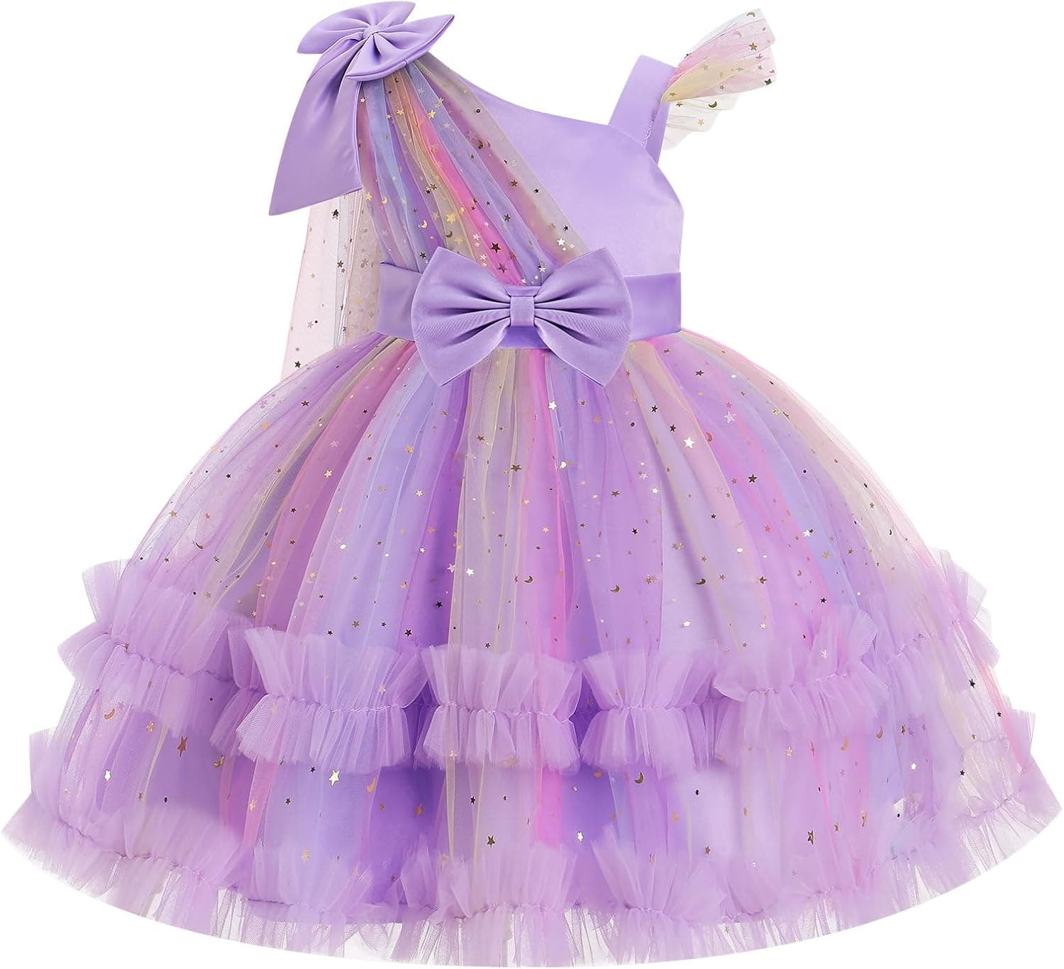 Girls Heart Sequins Dress Shiny Tulle Pageant Princess Wedding Birthday Party Prom Dress 9M-8Y