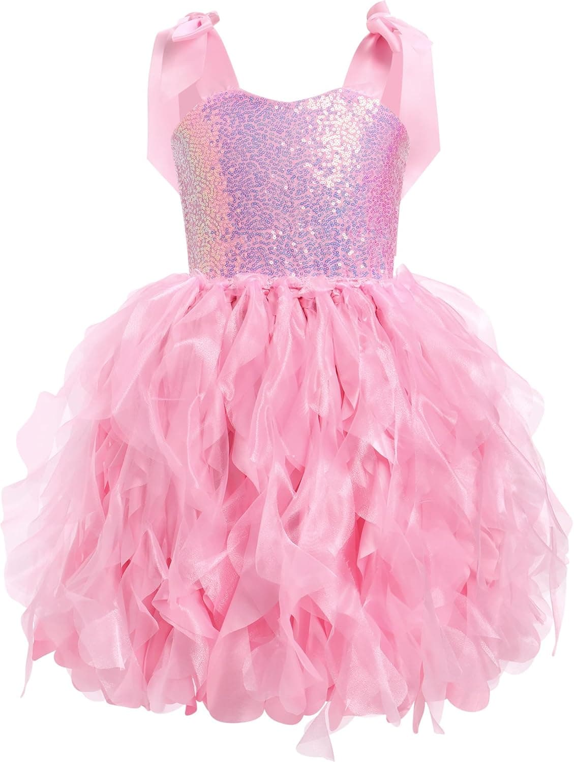 Girls Sequins Tutu Dress Sparkly Tulle Princess Birthday Prom Pageant Graduation Dresses 2-10Y