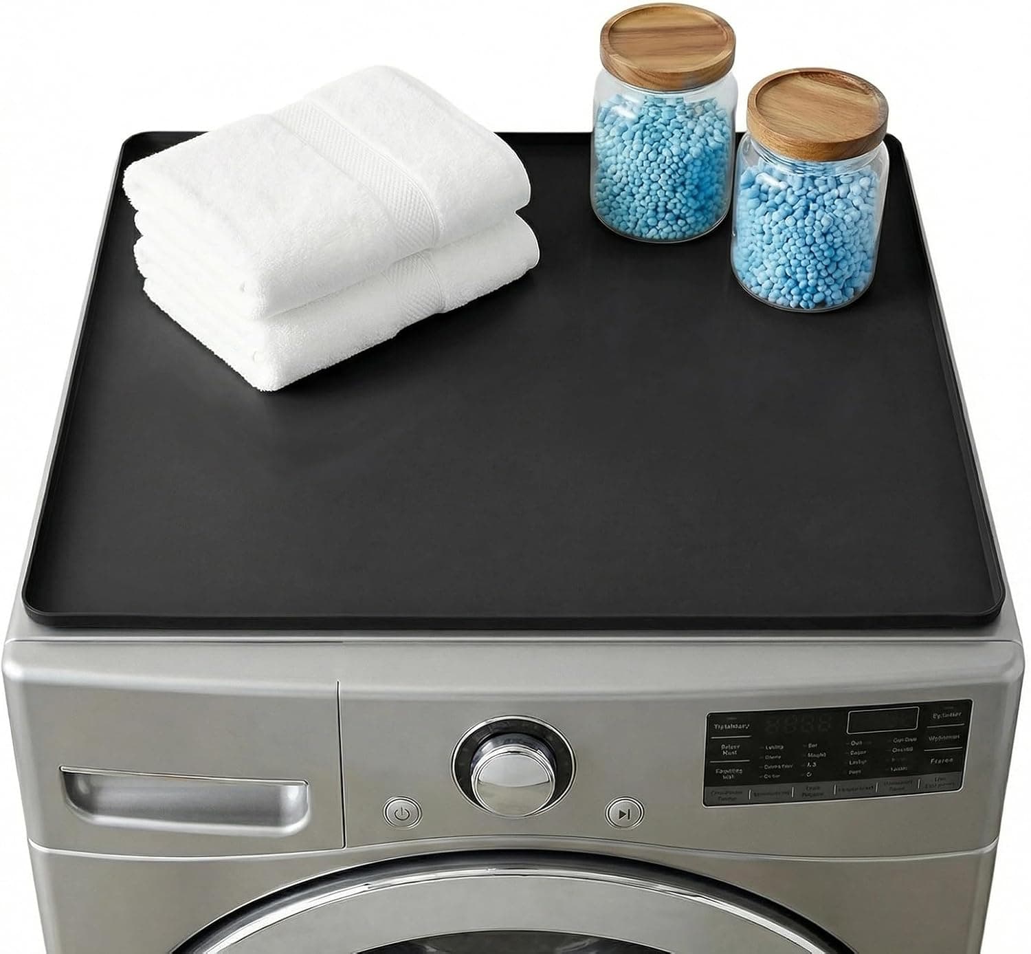 Washer and Dryer Top Protector Mat, 24in X 20in Anti-Slip Silicone Topper Cover with Raised Edge, Waterproof Washable Laundry Washer & Dryer Top Mat for Home, Laundry Room, (Black) - image 1