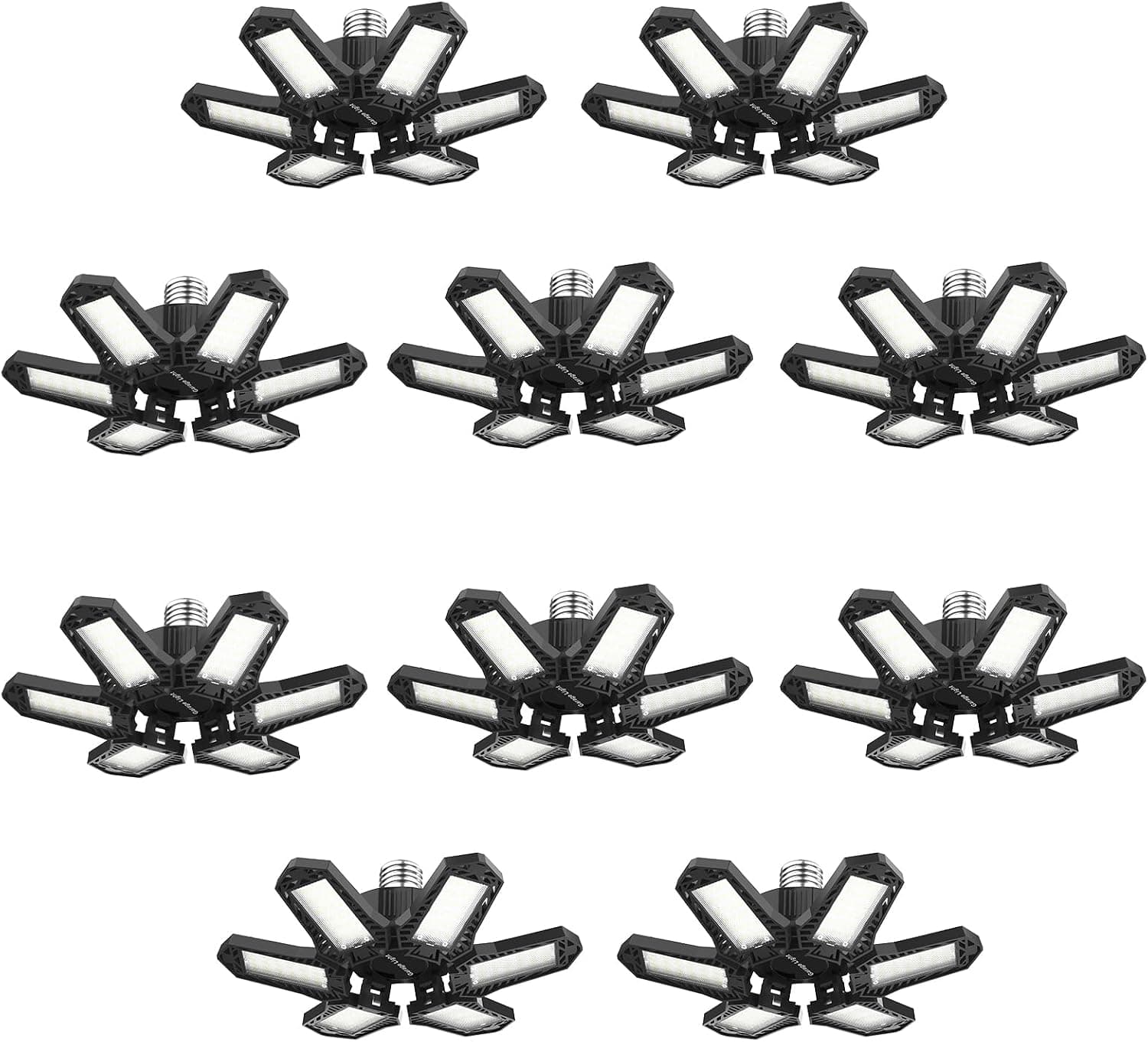 Led Garage Lights Bulb 10 Pack 120W Super Bright Ceiling Led Shop Lights 6 Deformable Panels Screw in E26/E27 6500K 12000 LM Deformable Garage Light Ideal for Basement Attic and Workshop - image 1