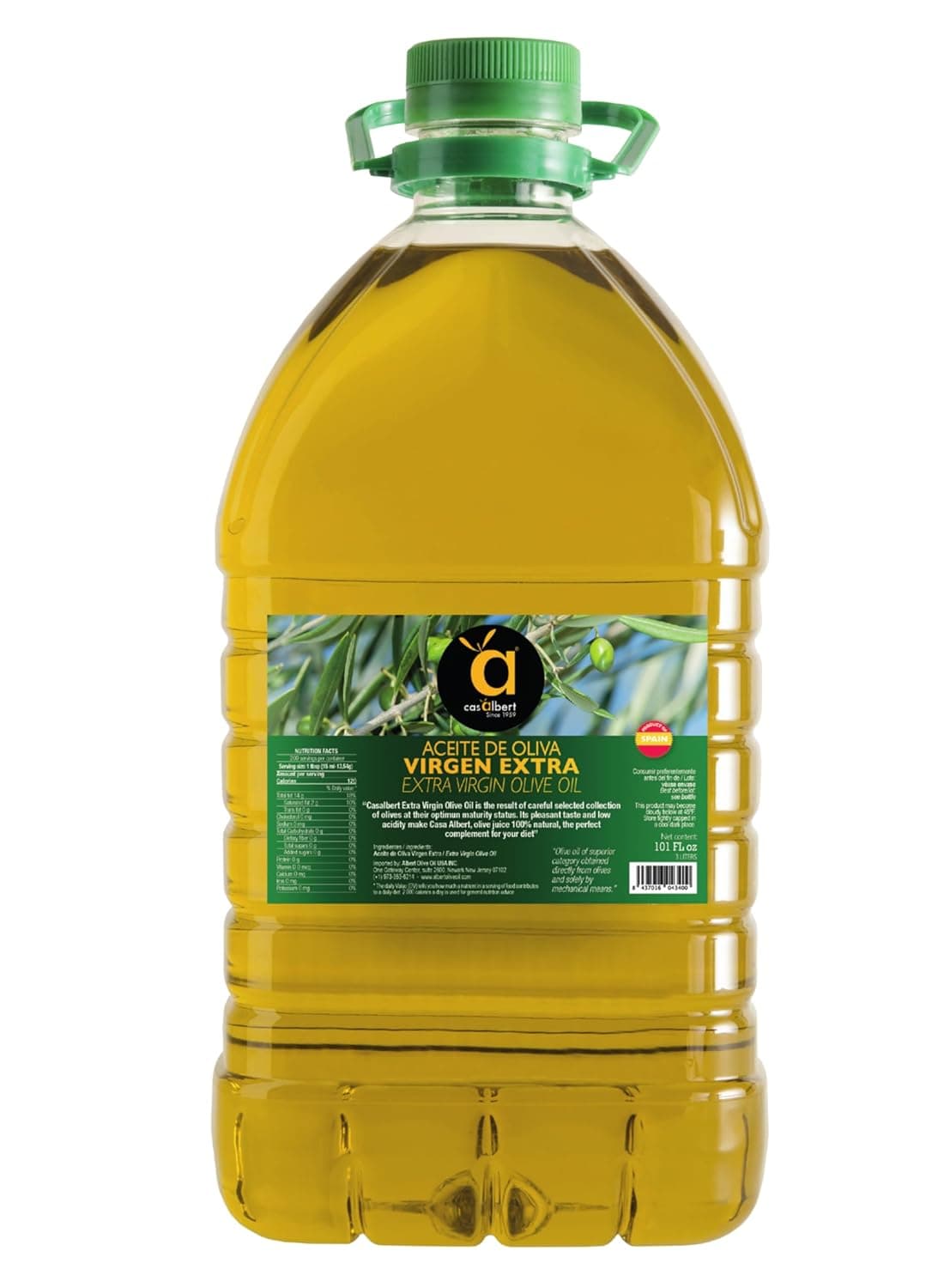 Casalbert Extra Virgin Olive Oil 101 fl oz (3L) Traditional Spanish, Perfect for Salads, Tapas & Creative Cooking EVOO - image 1