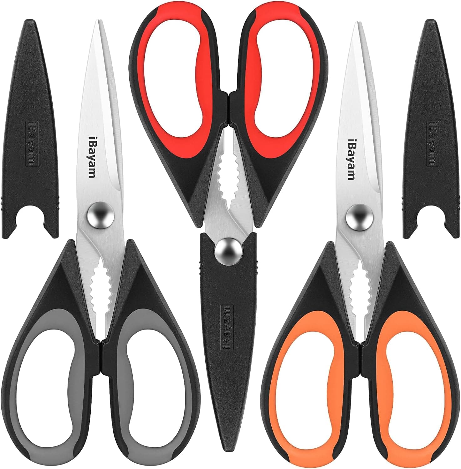 iBayam 3-Pack 8.7" Kitchen Scissors All Purpose Heavy Duty Shears w/Sheath - image 1