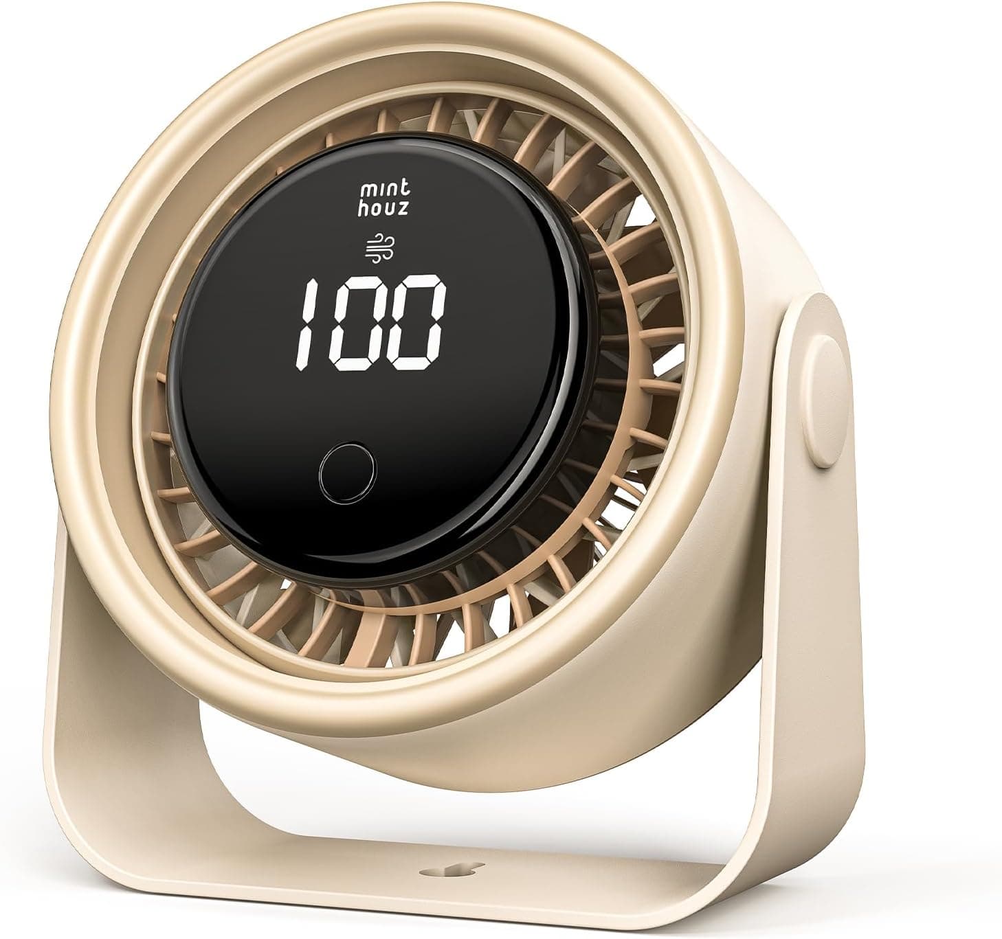 Minthouz Quiet Desktop & Wall-Mountable Fan, 4 Speeds with 90° Oscillation, USB-C Fast Charging, 3000mAh Rechargeable Battery, Digital Speed Display, Portable Cooling Fan - image 1