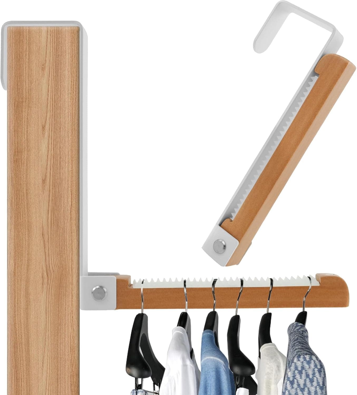 2Pcs Foldable Over Door Hooks Space Saving Over Door Hanger Folding Clothes Drying Rack with Non-Slip Straps White Hanger Hooks for Hanging Clothes Towels Coats Backpacks Hats