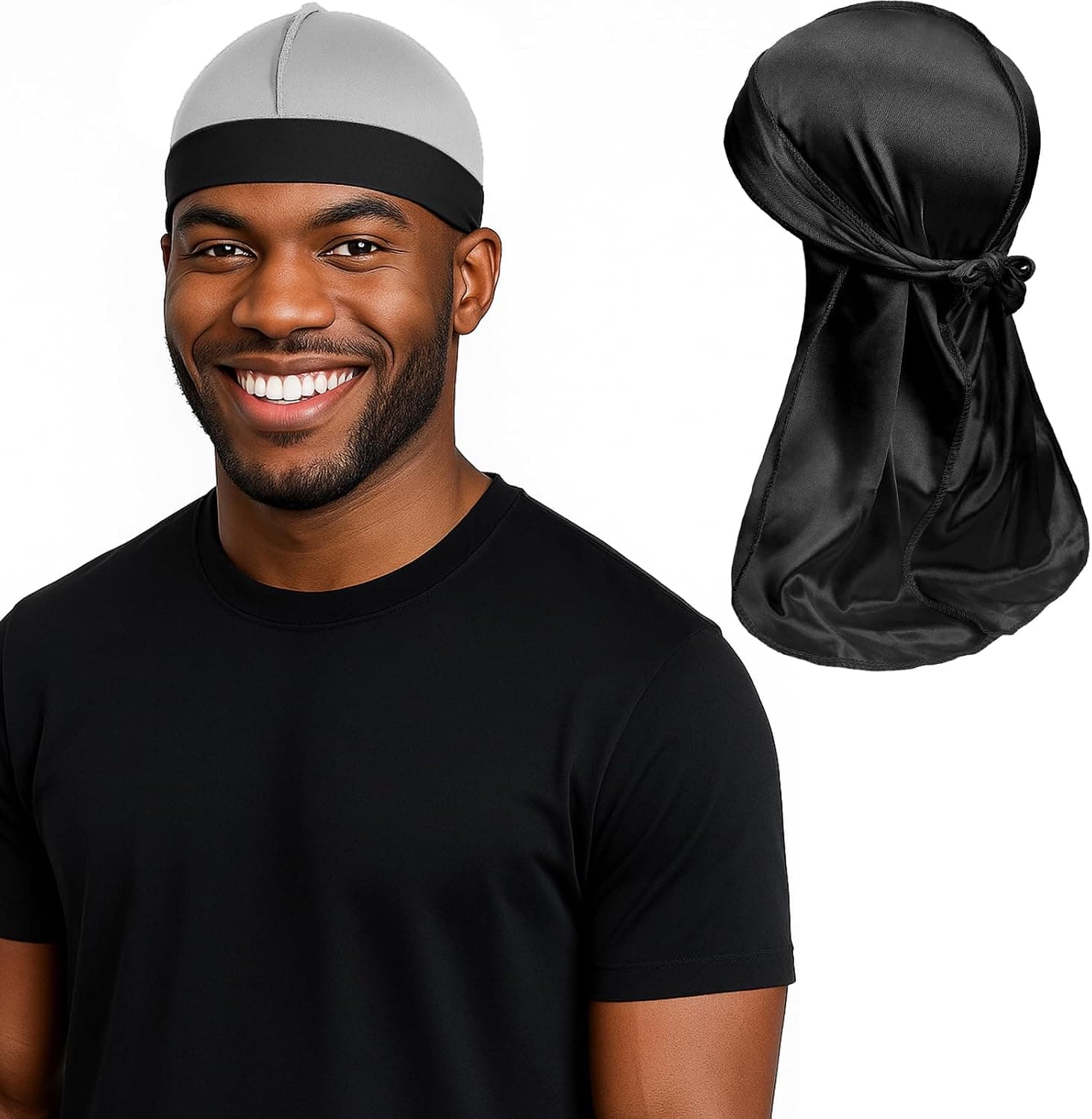 Premium Durag Pack for Men, Silky Doo Rag Cap for 360 540 720 Waves