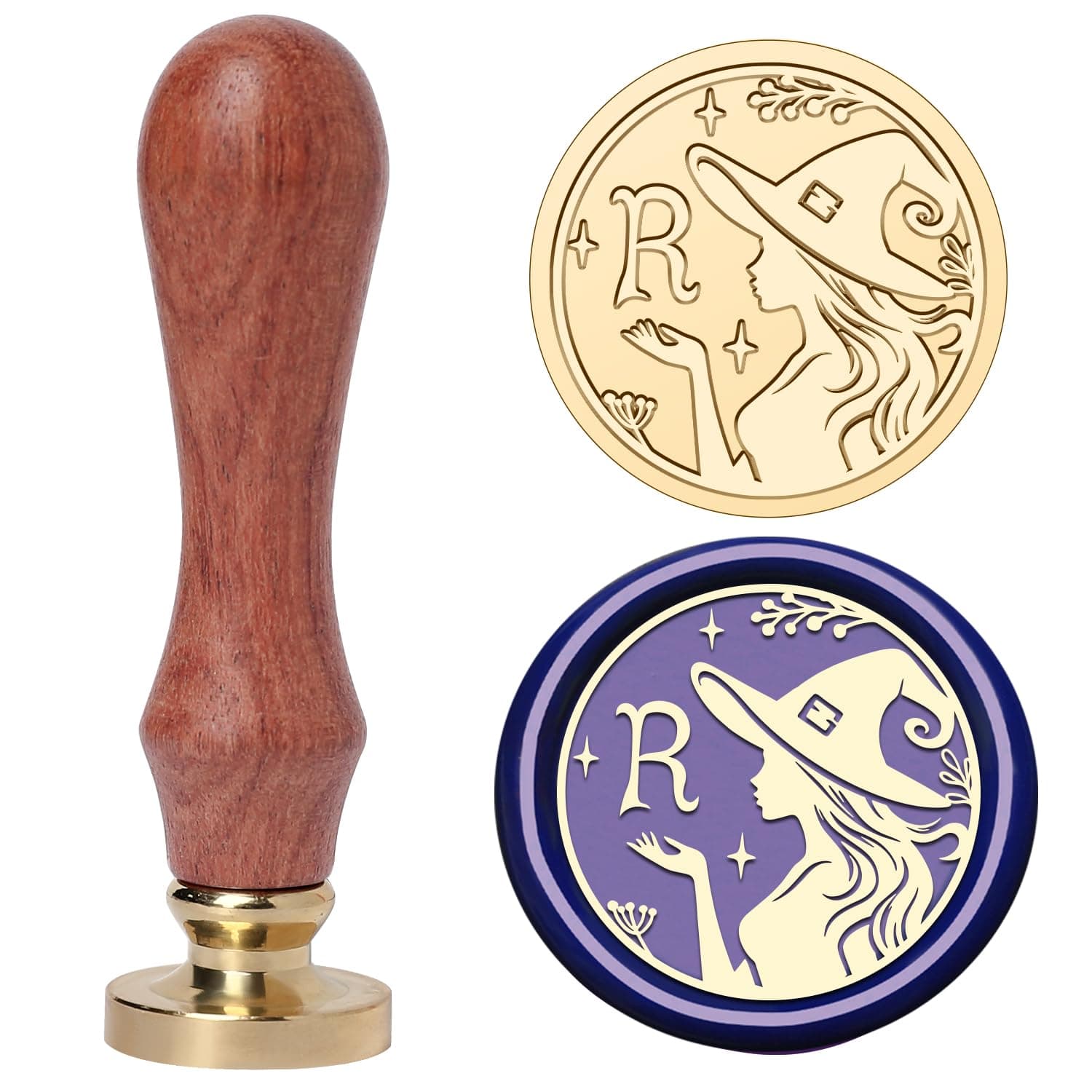 Alphabet R Wax Seal Stamp Magical Girl Style Initial Letter R Wax Stamp Brass Head Ideal for Decorating Christmas Cards Envelopes Gift Wraps Wedding Invitations(Magic R)