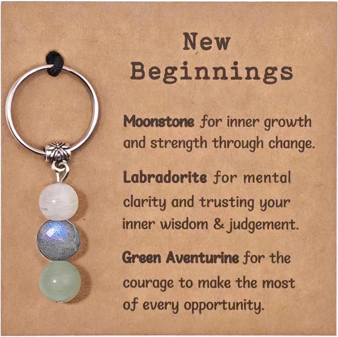 Crystal Keychain Charms with Message Card – New Beginnings Gifts for Women, Farewell Gifts for Coworkers, Going Away Gift for Friend, Healing Crystal Gift for Birthday, Retirement, Graduation