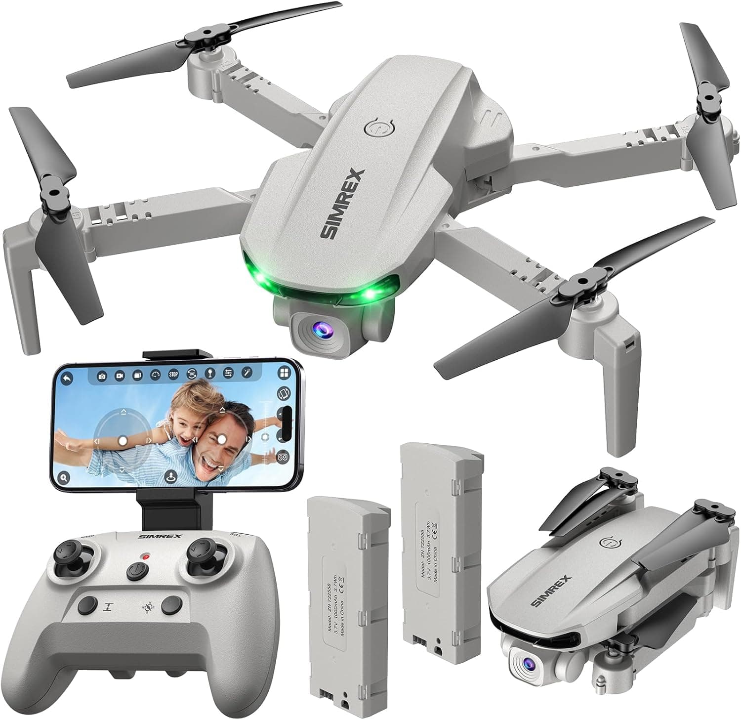 SIMREX Drone With Camera for Kids Beginner & Adults – Foldable RC Quadcopter with Altitude Hold, Optical Flow Positioning , Indoor Mini Drone with One Key Start, Headless Mode, 3D Flip, Gift for Boys & Girls & Teenagers