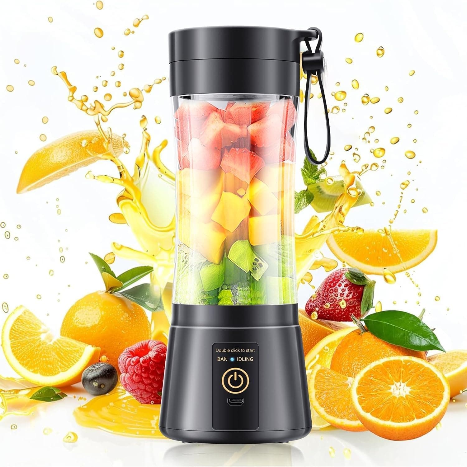 Portable Blender, Cordless Personal Smoothie Blender with USB Rechargeable & 6 Blades, Compact Mini Juicer Powerful Blending for Shakes Fruits Veggies Travel Home Office Gym Camping