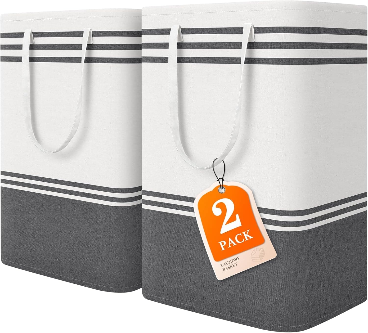 2 Pack Large Laundry Baskets, Freestanding Waterproof Collapsible Clothes Bags - EpicTotes