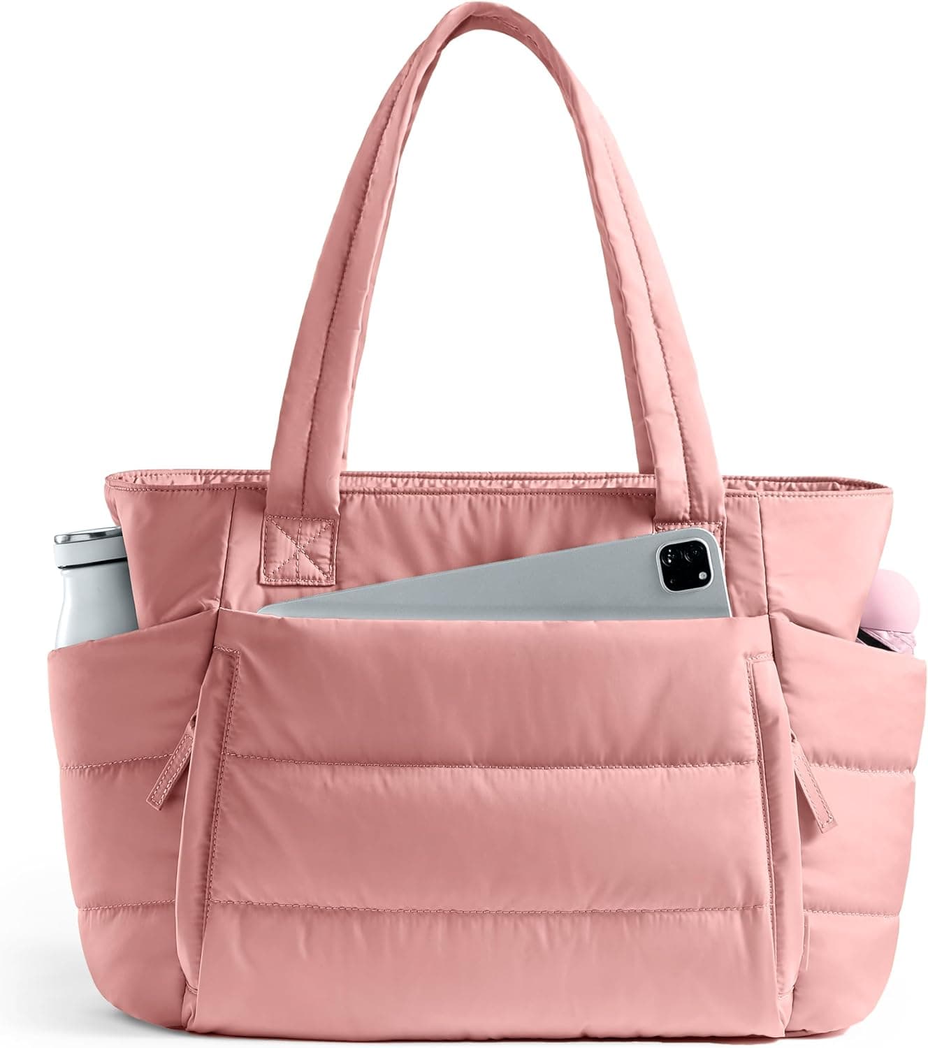 Uselike Tote Bag for Women with Zipper, Quilted Puffer Tote Bag with Compartments, Lightweight Puffy Work Bags for Women - image 1