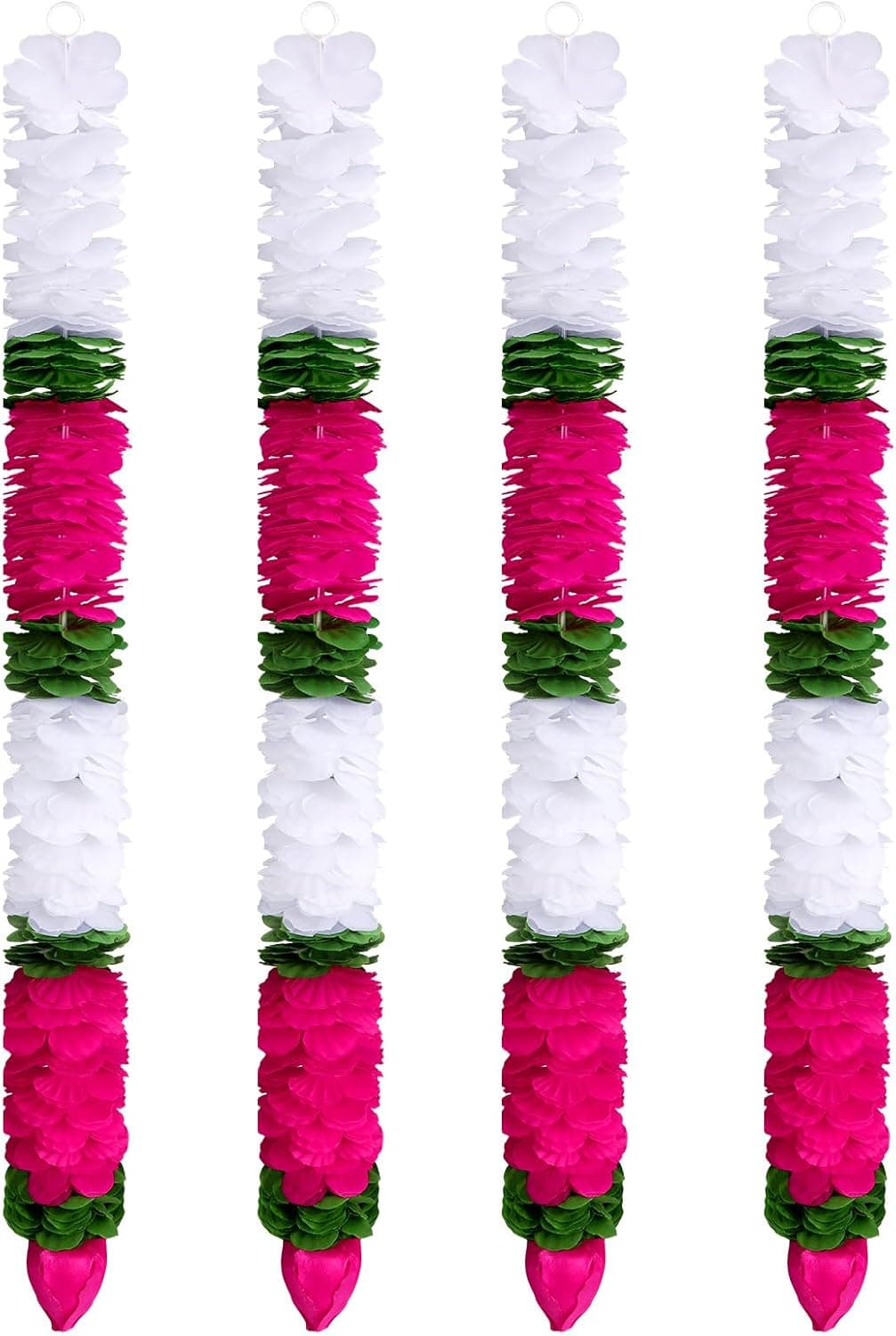 4 Pcs 30 Inch Artificial Mogra Jasmine Garland with Lotus Buds - DECYOOL