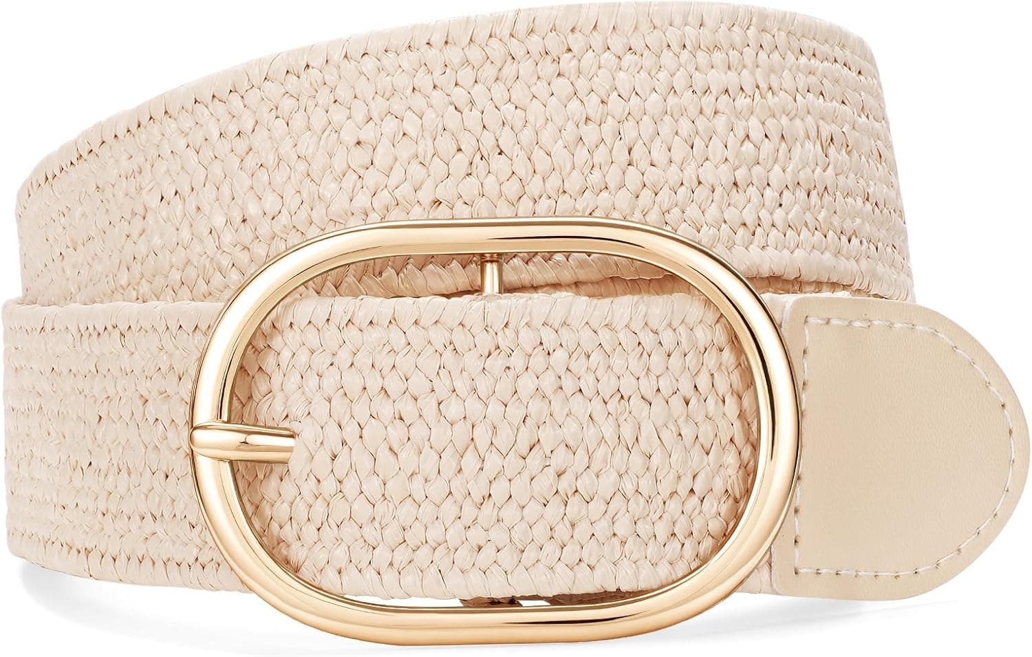 Straw Woven Rattan Wide Stretch Straw Belt Boho Braided Belts for Women