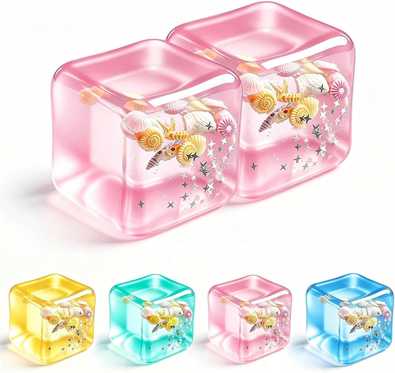Cube Squishy Stress Relief Toys：2 Pack Fidget Sensory Toys for Adults, Transparent Ice Block Squeeze Toy, Soft Slow Rising Anxiety Relief Desk Toy for Men Women , Cute Squishies Party Favor Gifts