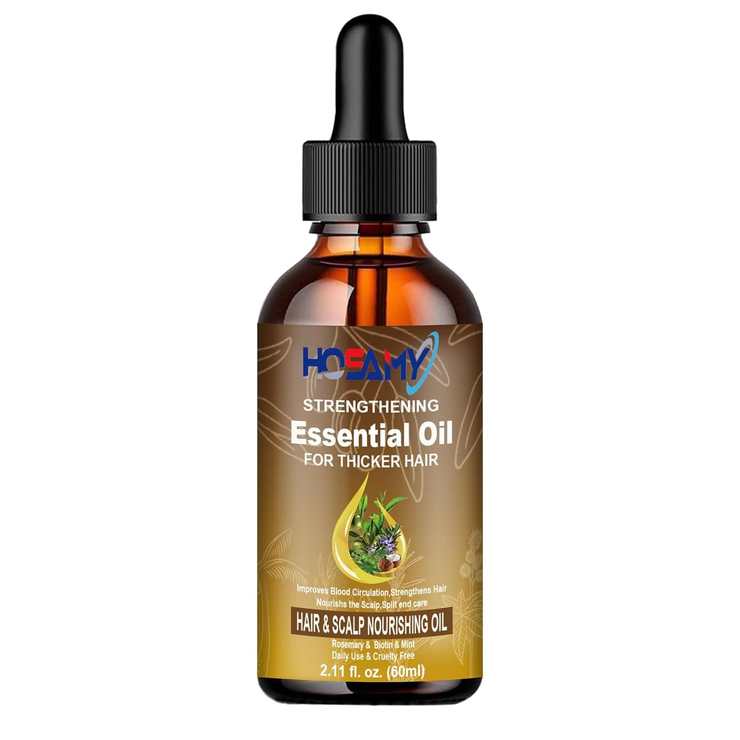 Hair Oil for Normal to Medium Hair - Weightless Scalp & Hair Serum with Rosemary, Biotin & 25+ Botanicals - Smooths Frizz, Soothes Scalp, Adds Shine for Thinning Hair - For Women & Men, 60ml